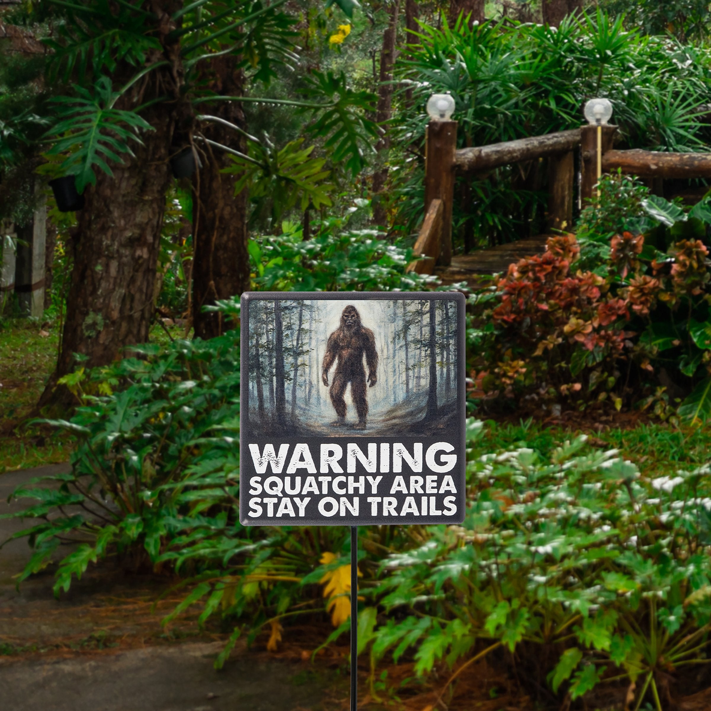 Fun Bigfoot Sasquatch Area Metal Garden Pick Sign for Outdoor Yard Decor