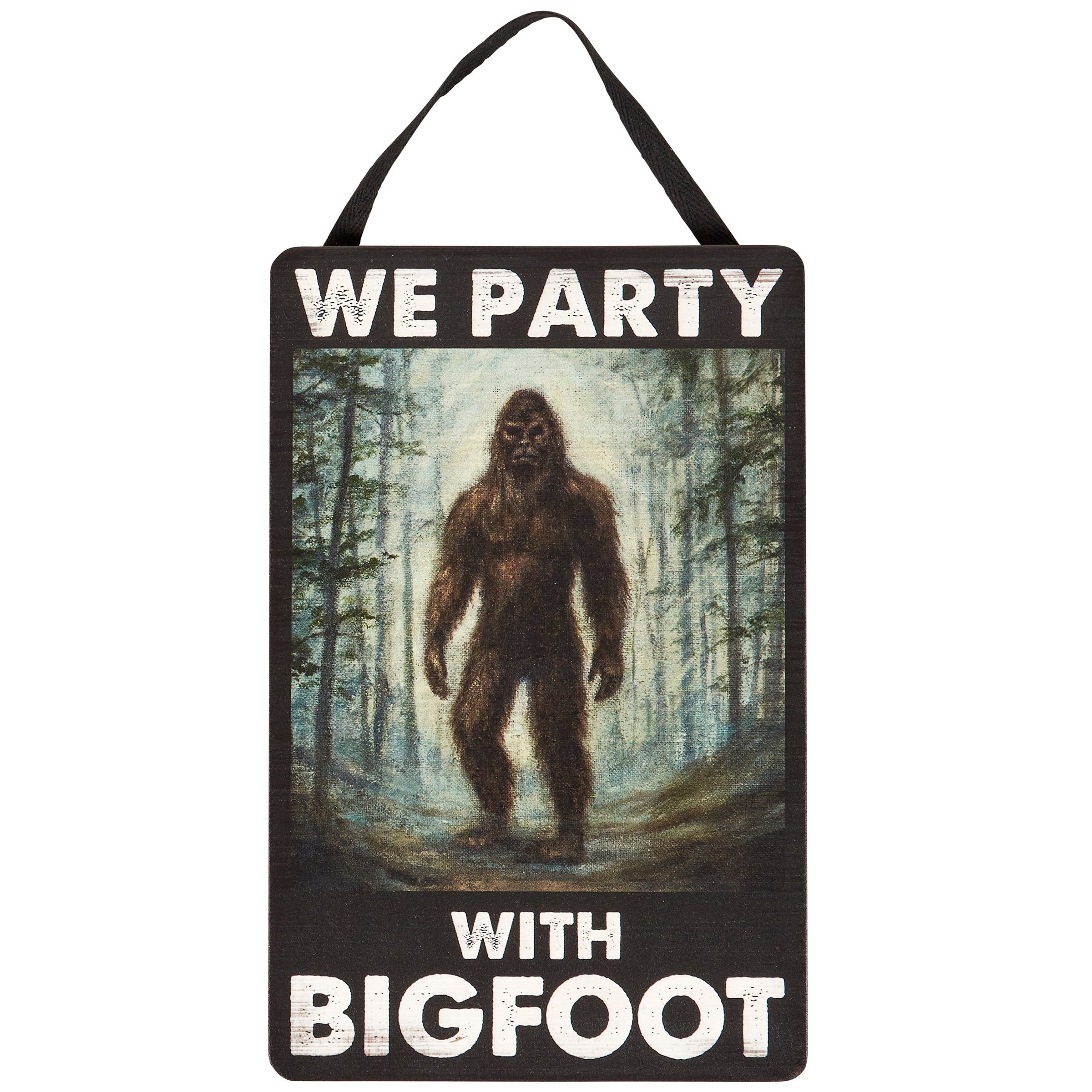Fun Bigfoot Forest Trail Hanging Wall Decor: Rustic Burlap Canvas Home Accent
