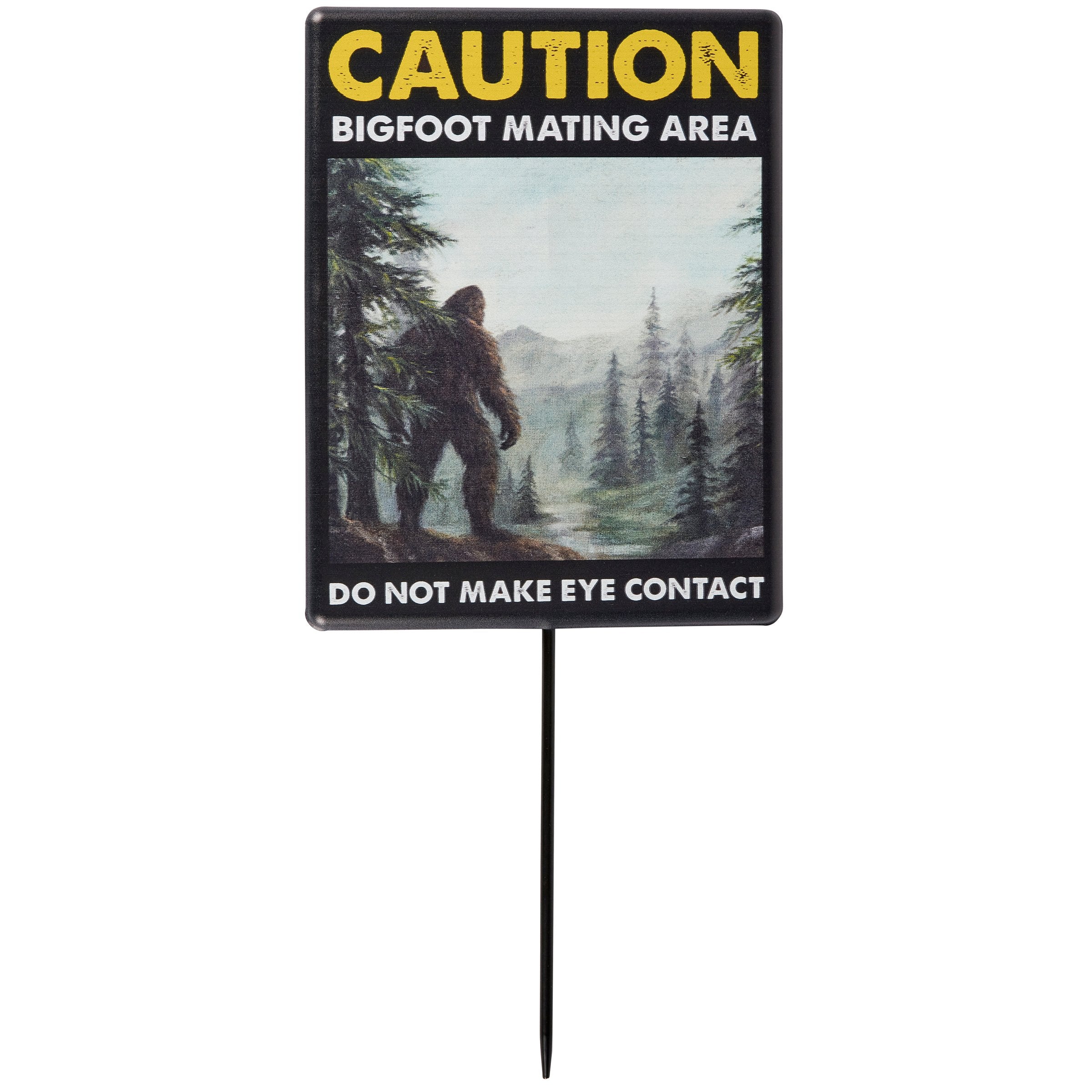 Funny Bigfoot Mating Area Metal Garden Pick Sign - Humorous Outdoor Yard Decor