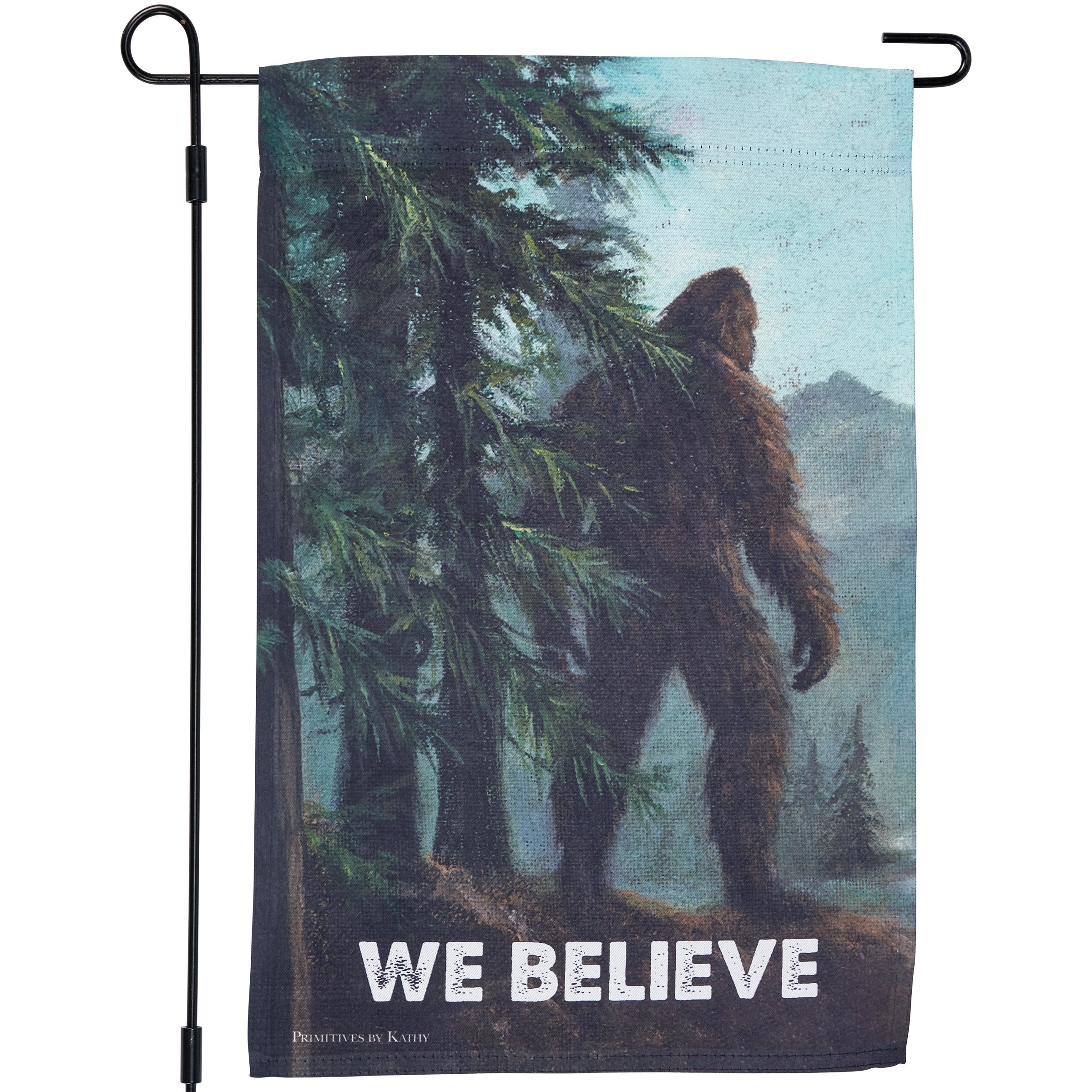 Whimsical Bigfoot 'We Believe' Double-Sided Garden Flag – Weather-Resistant Outdoor Decor