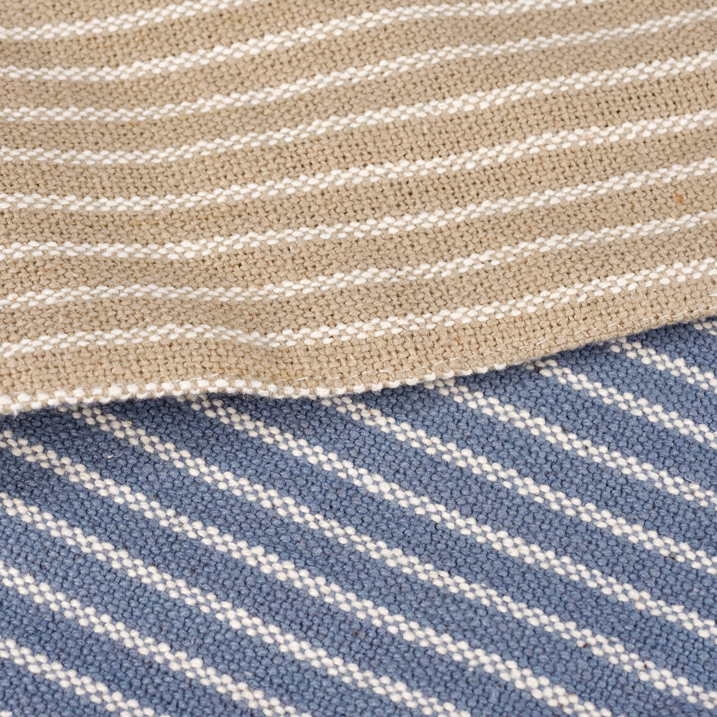 Reversible Lake & Cabin Summer Stripes Cotton Placemat: Rustic Blue & Tan Dining Decor