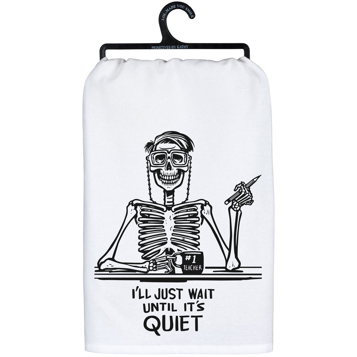 Humorous Skeleton Teacher Cotton Kitchen Towel - Funny Gift for Educators