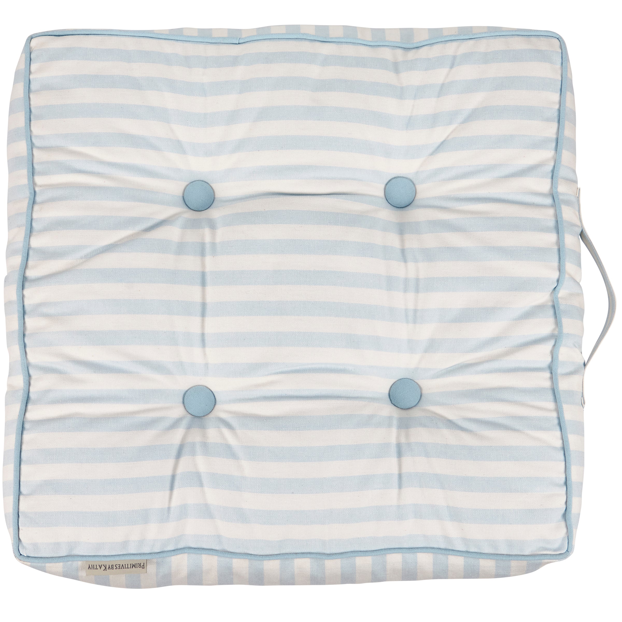 Comfy Sky Blue Stripe Cotton Floor Pillow with Carry Handle