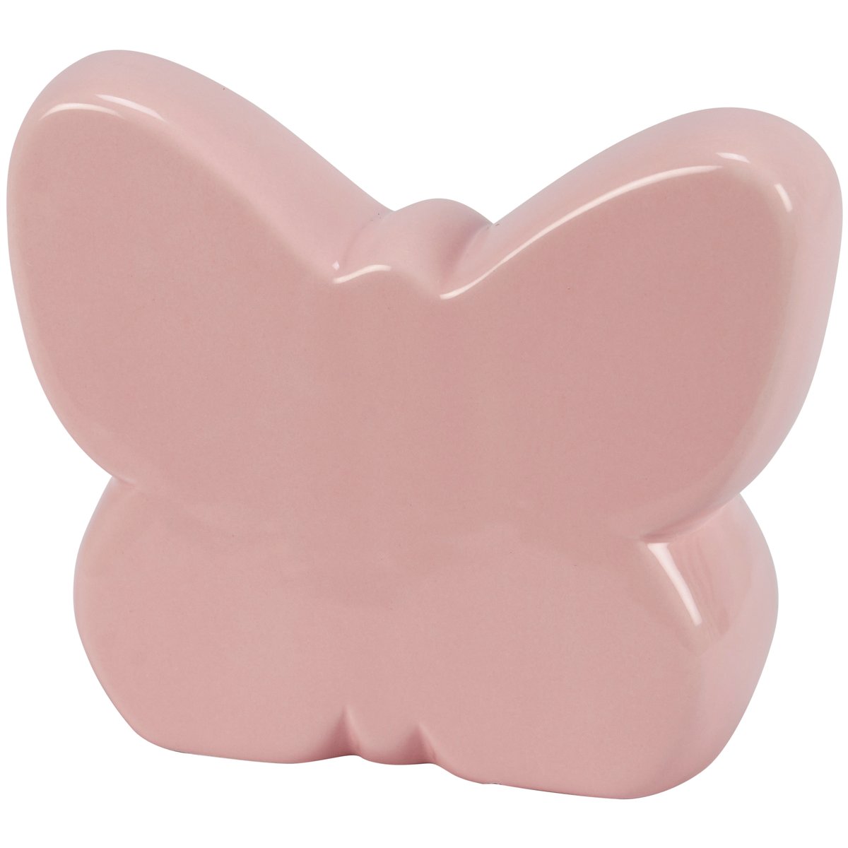 Charming Pink Ceramic Lighted Butterfly Figurine with Floral Wood Insert