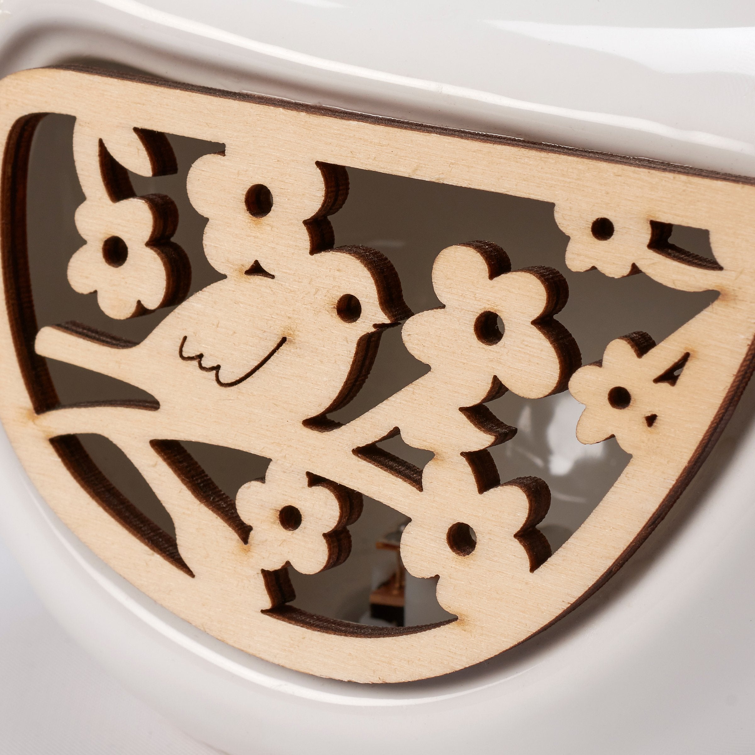 Charming Lighted Ceramic Bird Figurine: Wood LED Spring Home Decor Accent