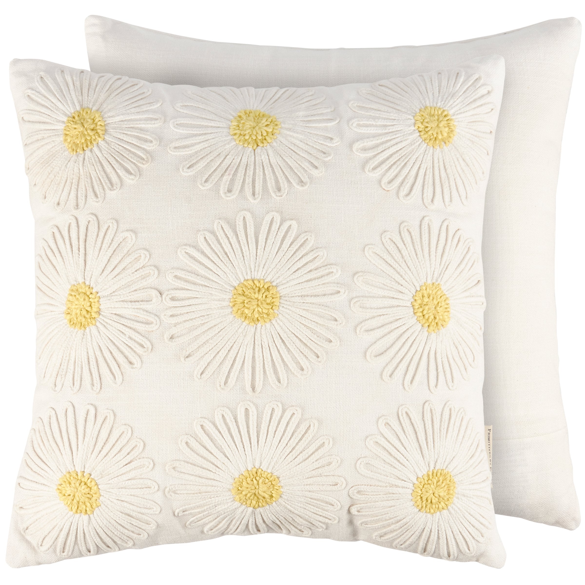 Charming Crochet Daisies Cotton Pillow with Zippered Cover & Polyester Filling