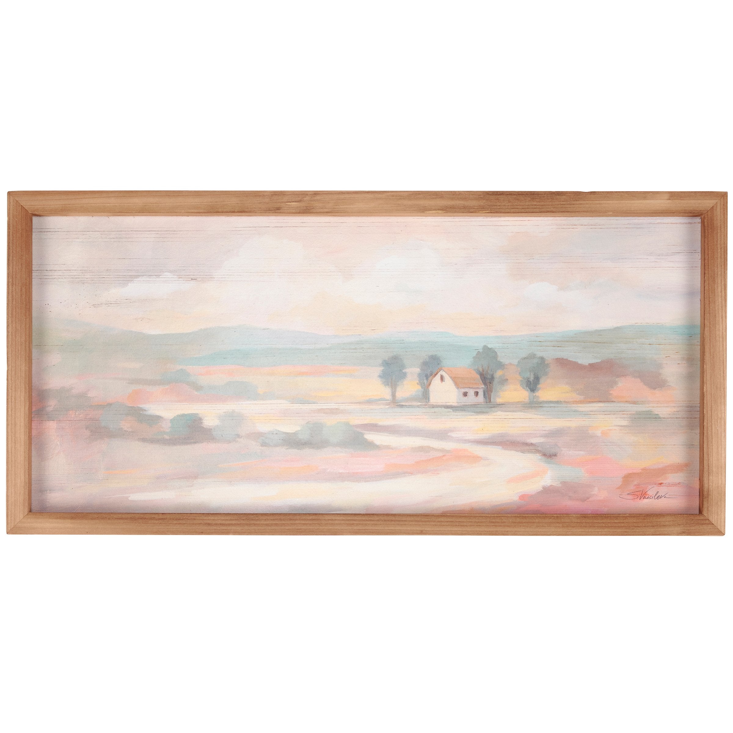 Charming Rustic Farm Valley Landscape Framed Canvas Wall Art Home Decor