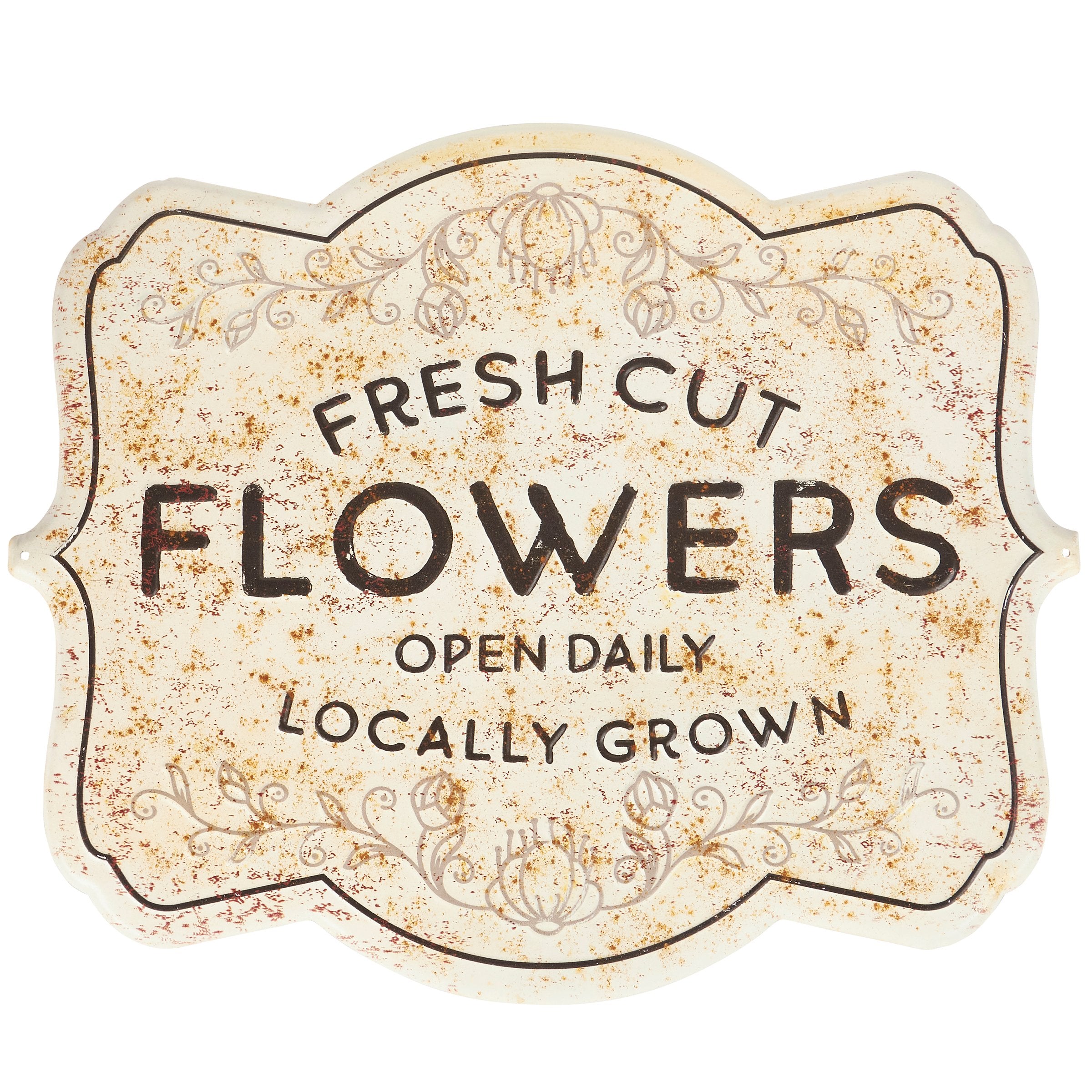 Rustic Metal Fresh Cut Flowers Wall Decor Sign - Farmhouse Garden Collection