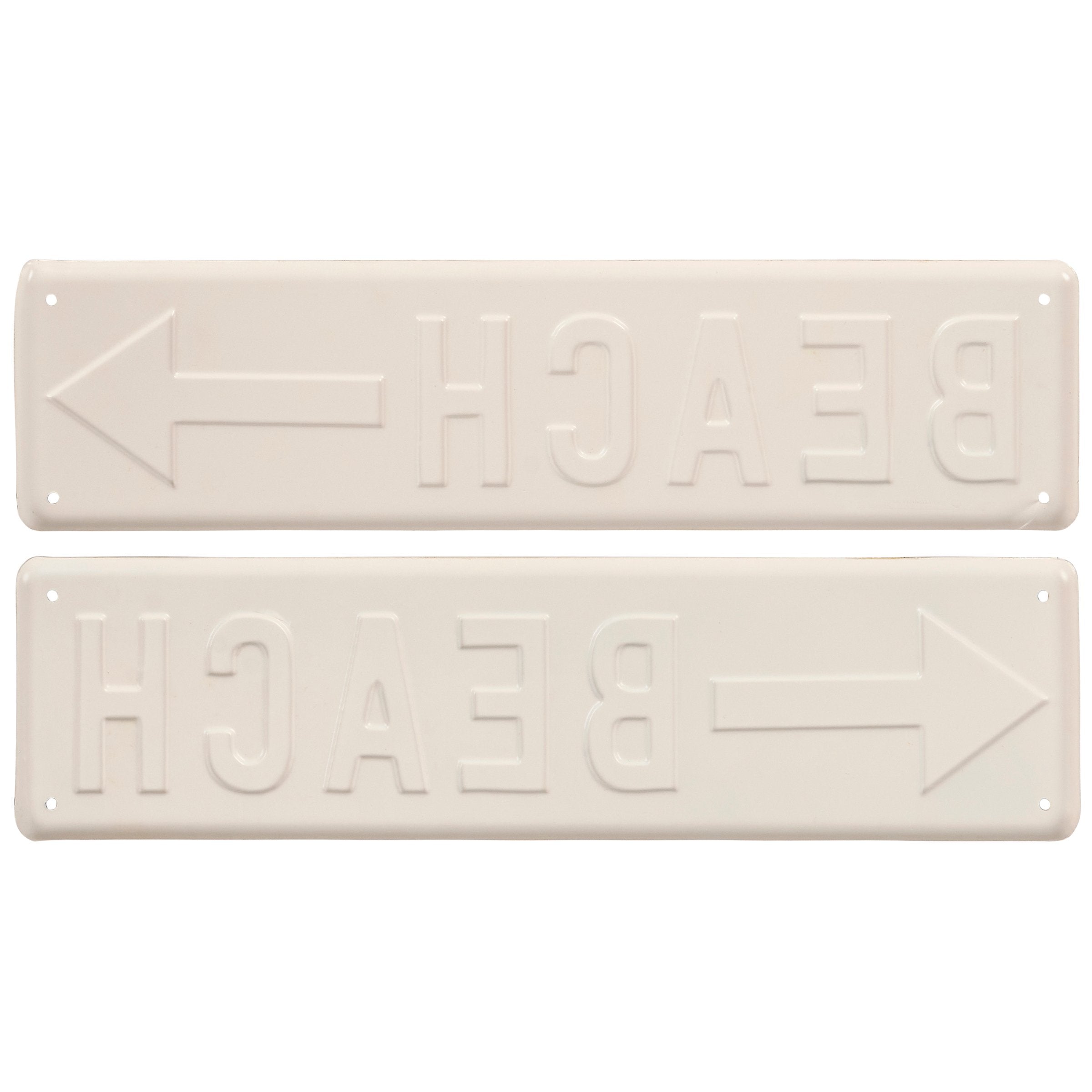 Rustic Metal Beach Sign Wall Decor Set with Arrows - Coastal Home Accent