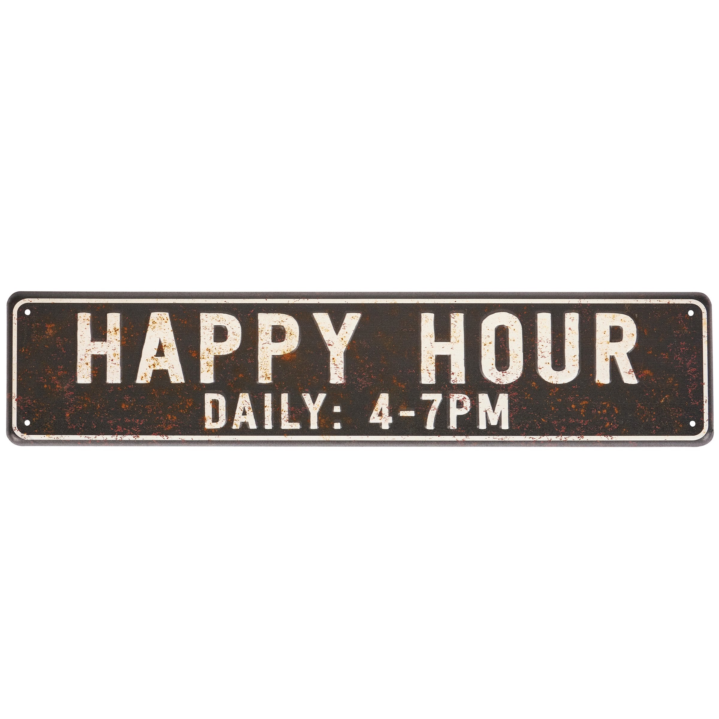 Rustic Metal Happy Hour Daily Wall Decor Sign for Beach Home Bar