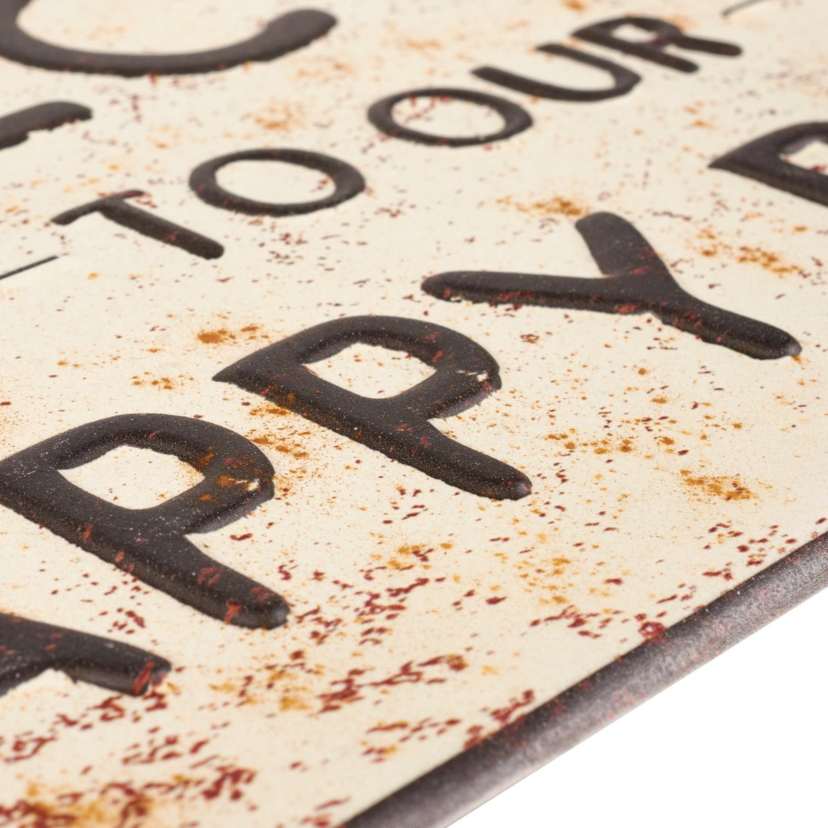 Rustic Metal 'Our Happy Place' Beach Wall Decor Sign with Aged Finish