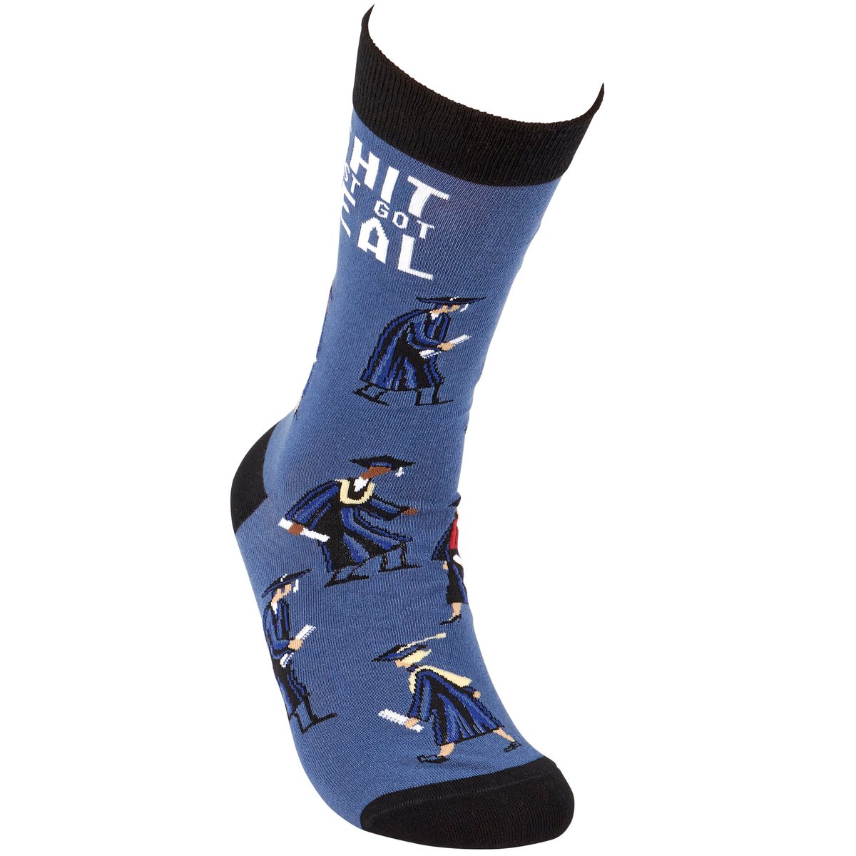 Funny Graduation Socks: 'Shit Just Got Real' Novelty College Diploma Gift