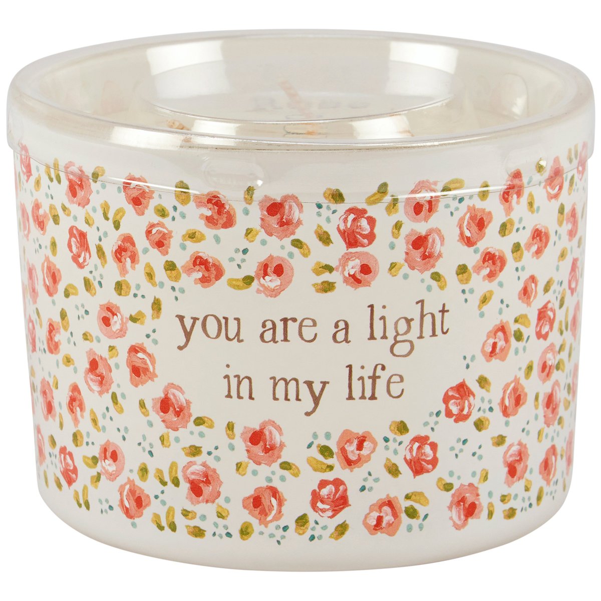 Uplifting Rose Scented Soy Wax Candle, Frosted Floral Glass, 3-Wick, 'Light In My Life'