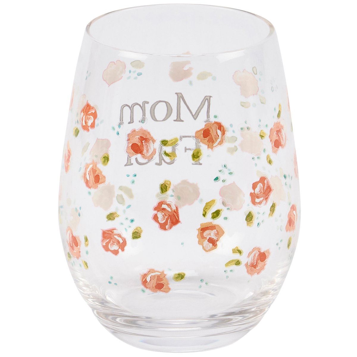 Chic 'Mom Fuel' Stemless Wine Glass with Floral Design for Mother's Day Gift