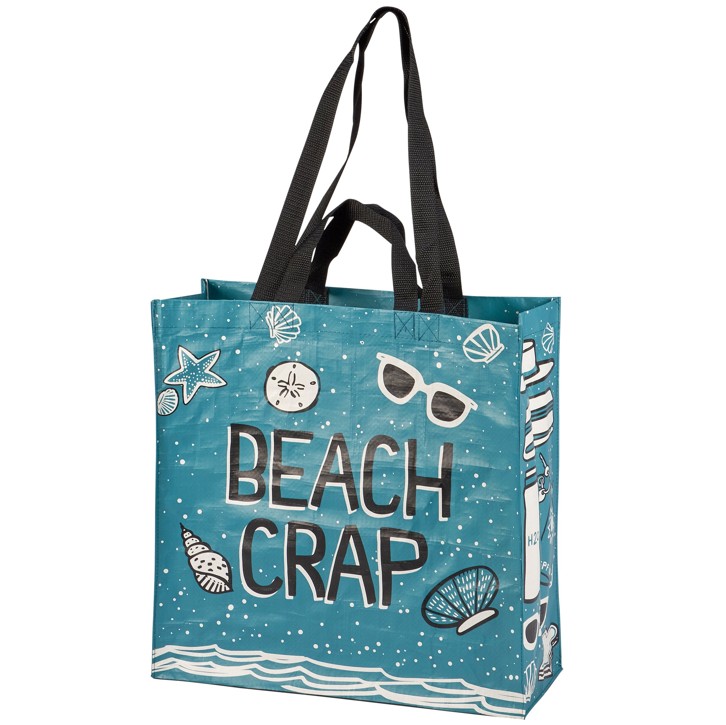 Fun Beach Crap Market Tote - Eco-Friendly Post-Consumer Material, Folds Flat