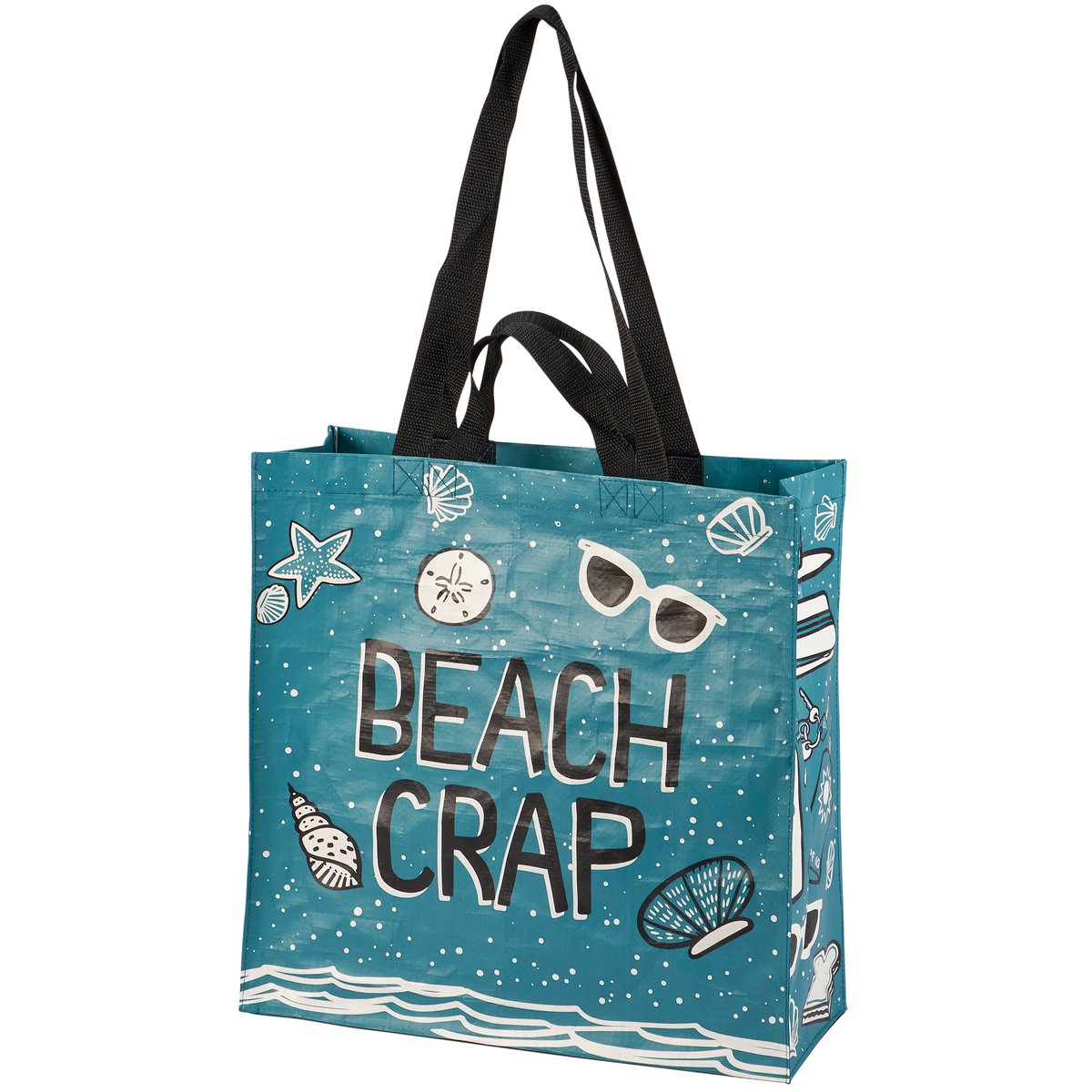 Fun Beach Crap Market Tote - Eco-Friendly Post-Consumer Material, Folds Flat