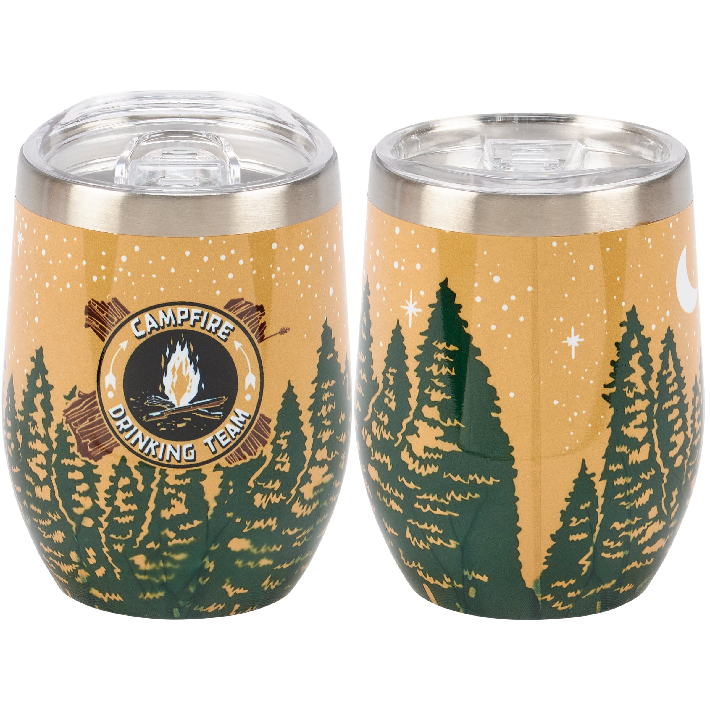 Campfire Drinking Team 12oz Insulated Stainless Steel Wine Tumbler with Lid