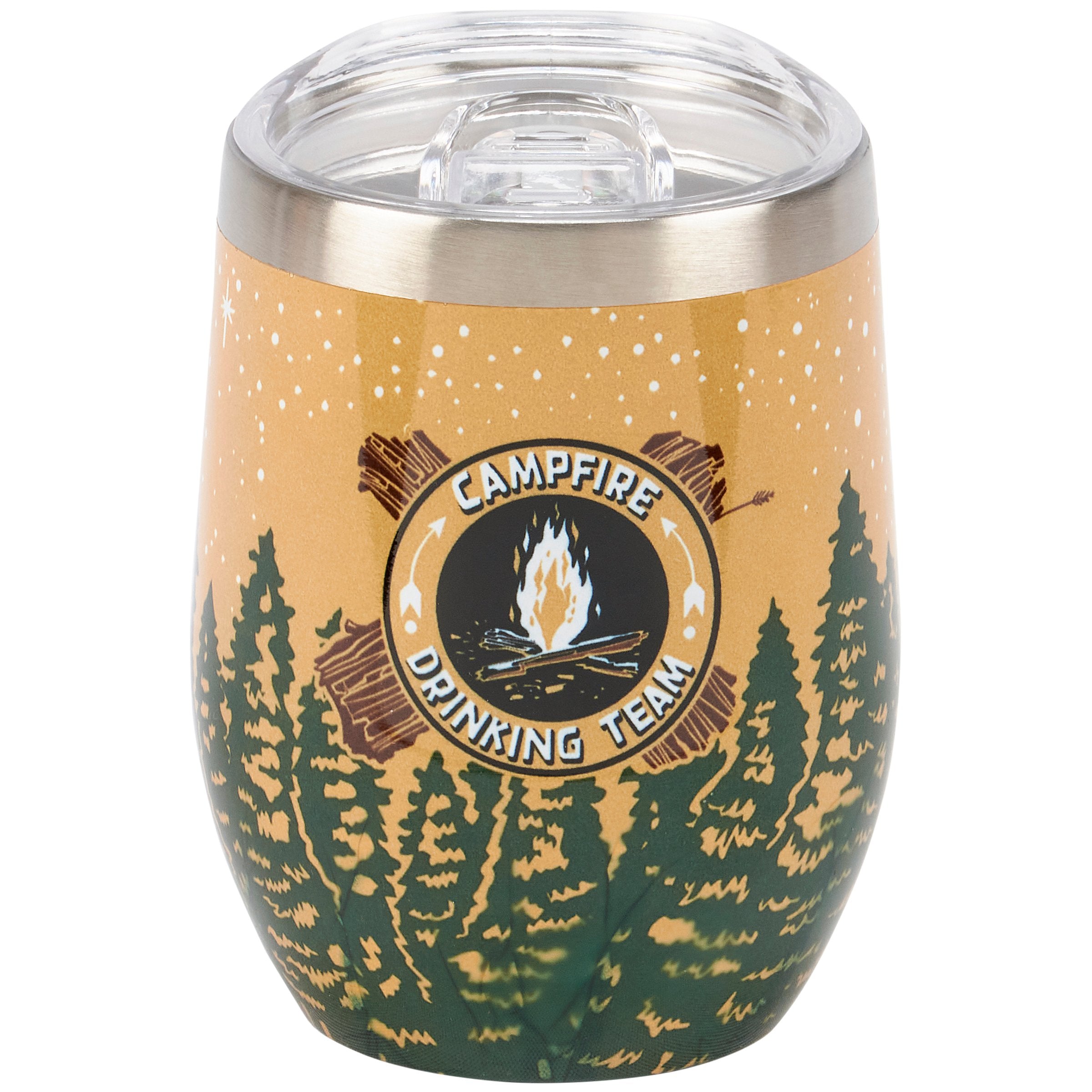 Campfire Drinking Team 12oz Insulated Stainless Steel Wine Tumbler with Lid