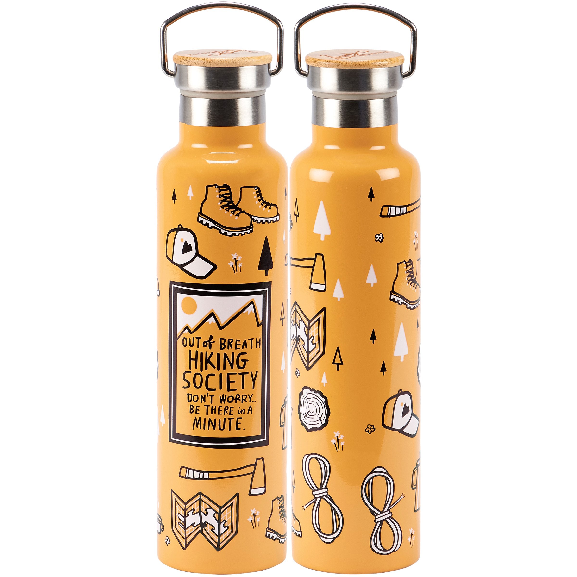 Durable Stainless Steel Insulated Hiking Society Water Bottle with Bamboo Lid