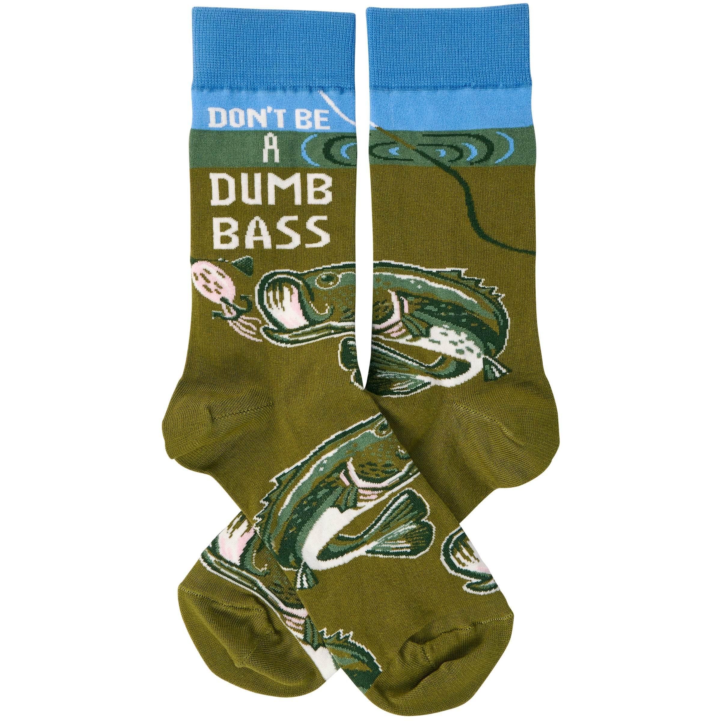 Funny Bass Fishing Socks: 'Don't Be A Dumb Bass' Lake & Cabin Collection