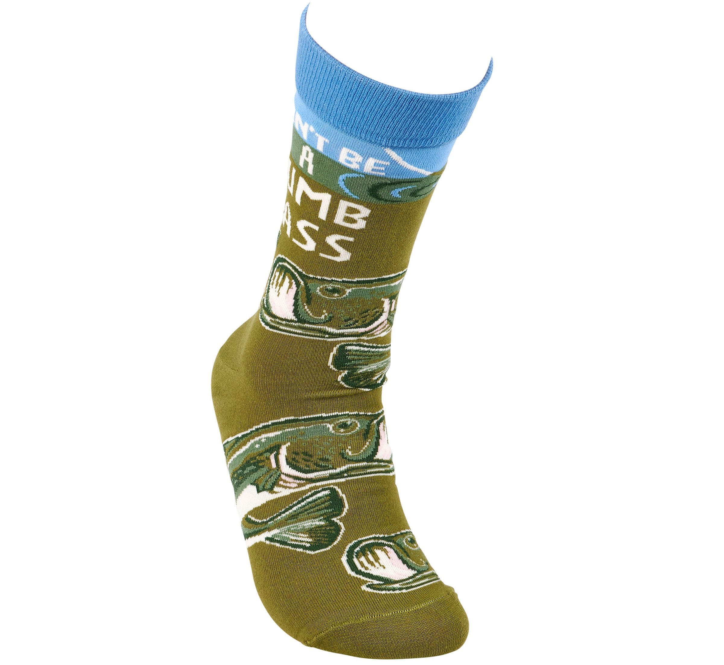 Funny Bass Fishing Socks: 'Don't Be A Dumb Bass' Lake & Cabin Collection