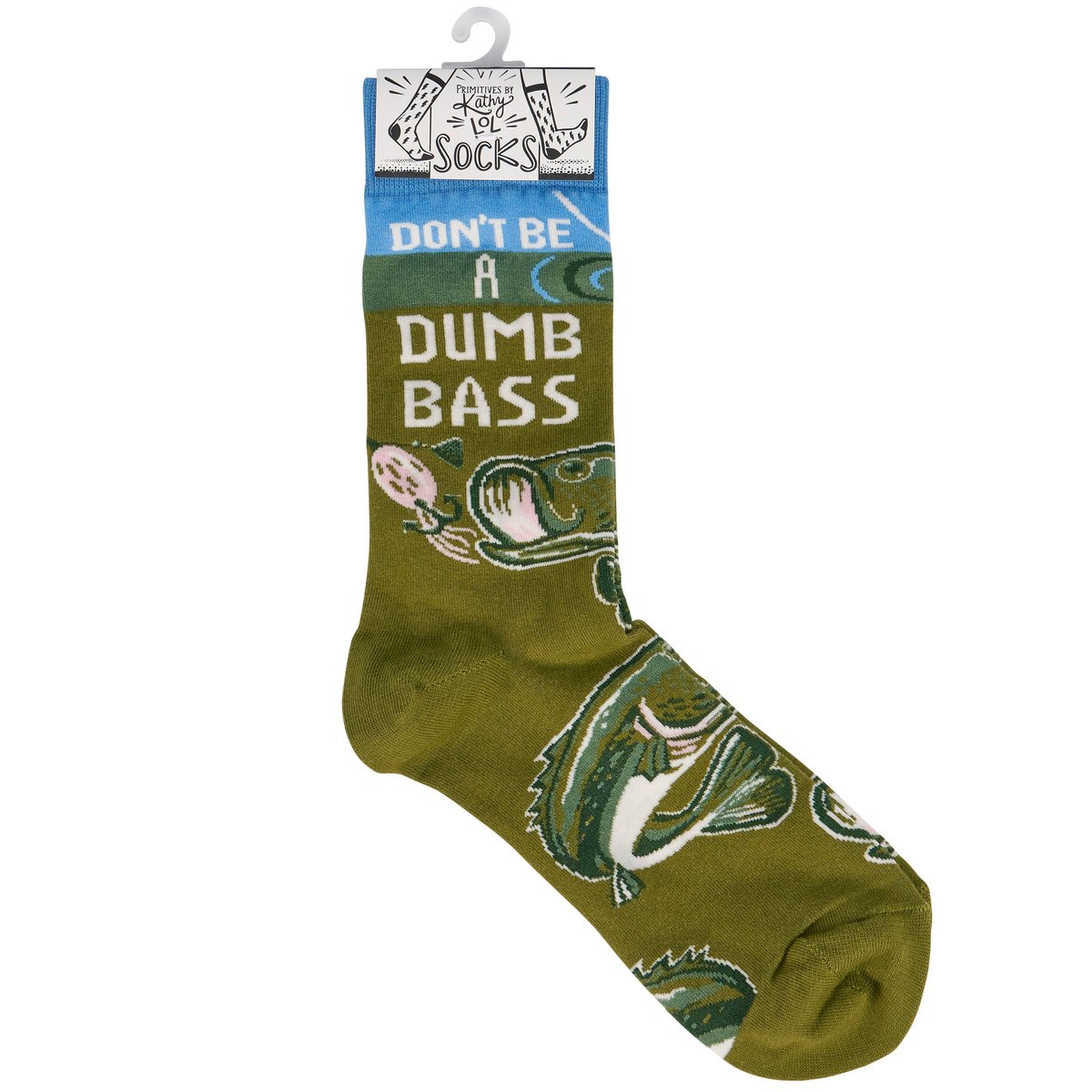 Funny Bass Fishing Socks: 'Don't Be A Dumb Bass' Lake & Cabin Collection