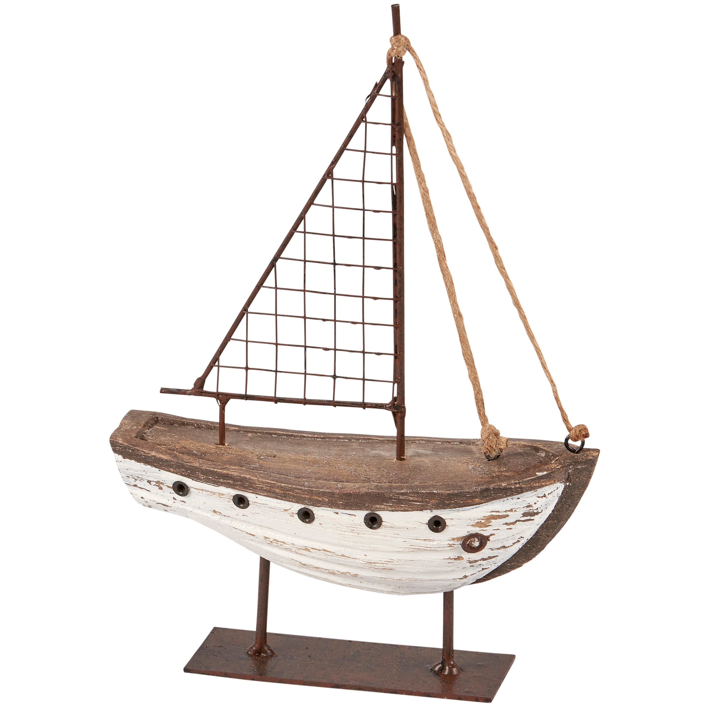 Rustic Decorative Primitive Sailboat Sitter for Beach Nautical Home Decor Display