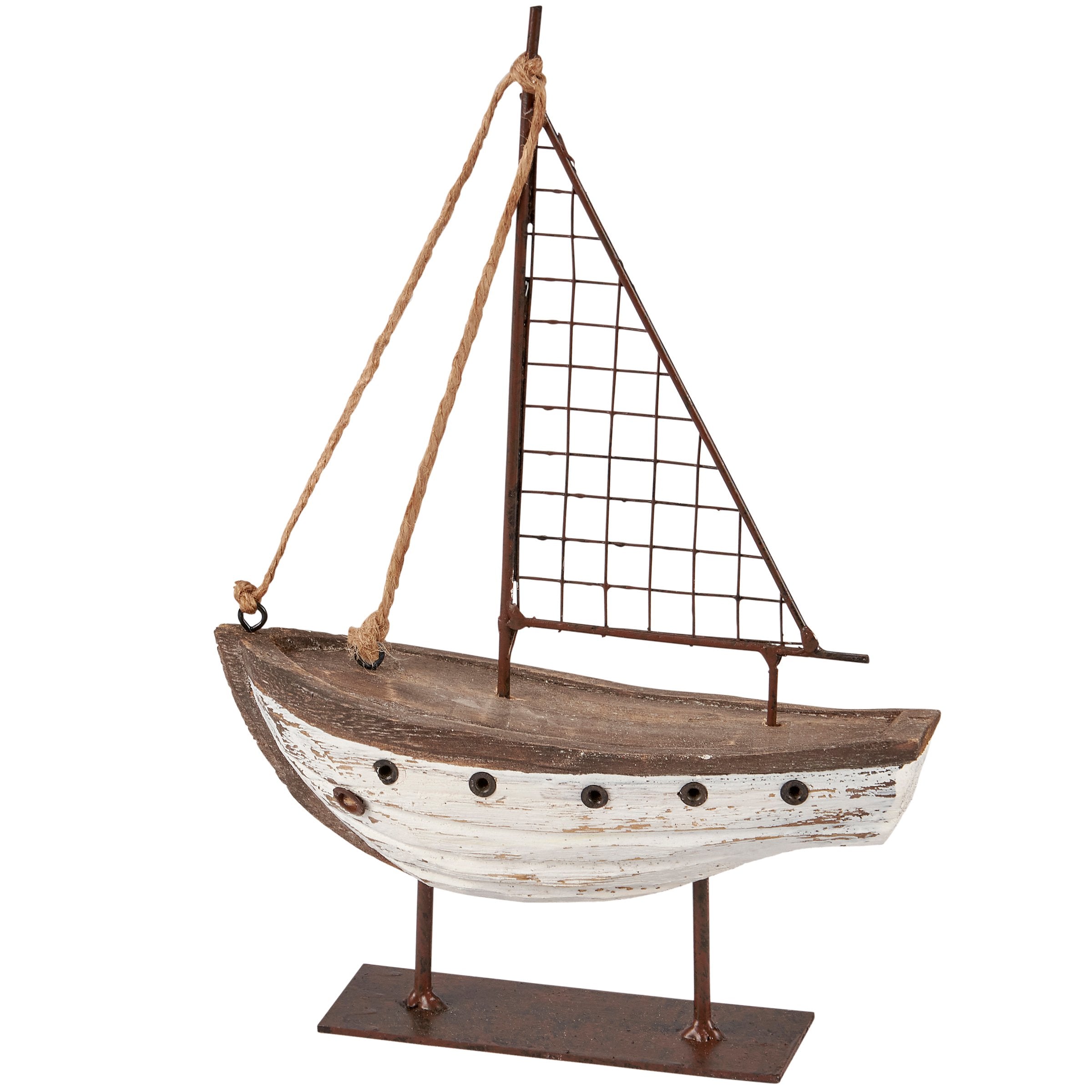 Rustic Decorative Primitive Sailboat Sitter for Beach Nautical Home Decor Display
