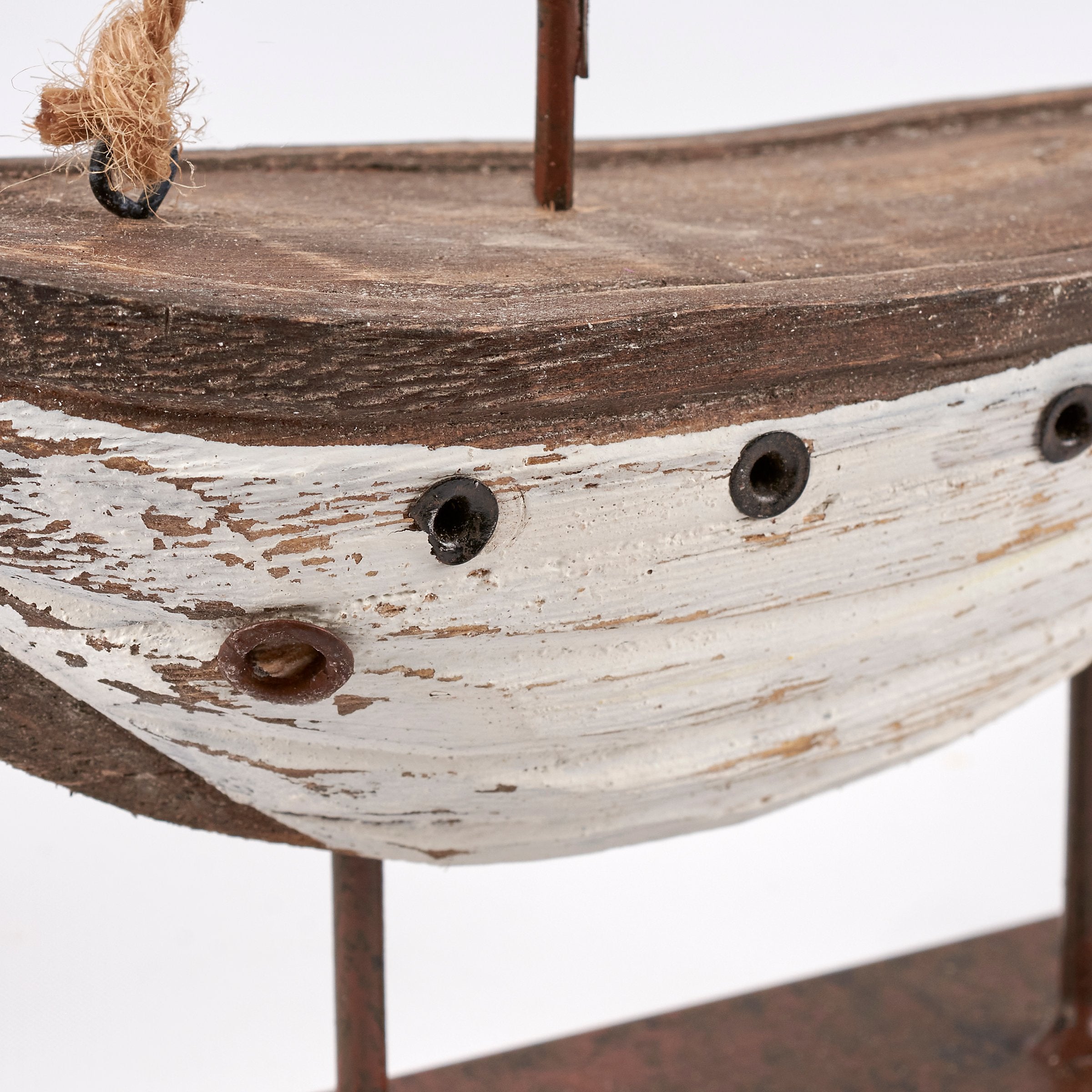 Rustic Decorative Primitive Sailboat Sitter for Beach Nautical Home Decor Display