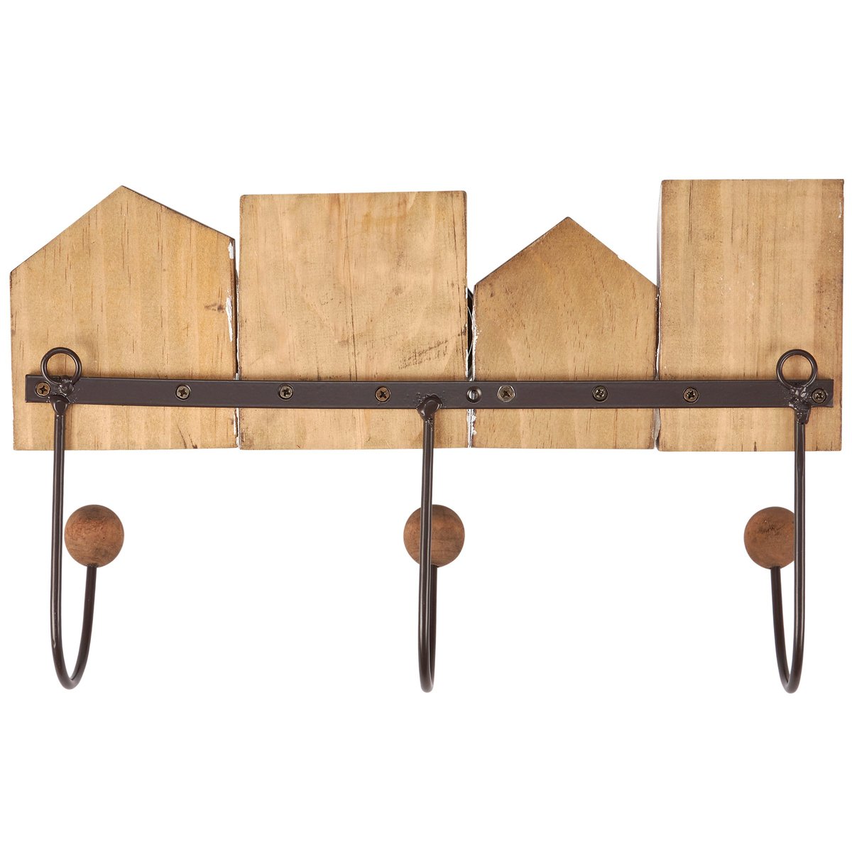 Charming Coastal Beach Houses Wood & Metal Wall Hook Board Decor