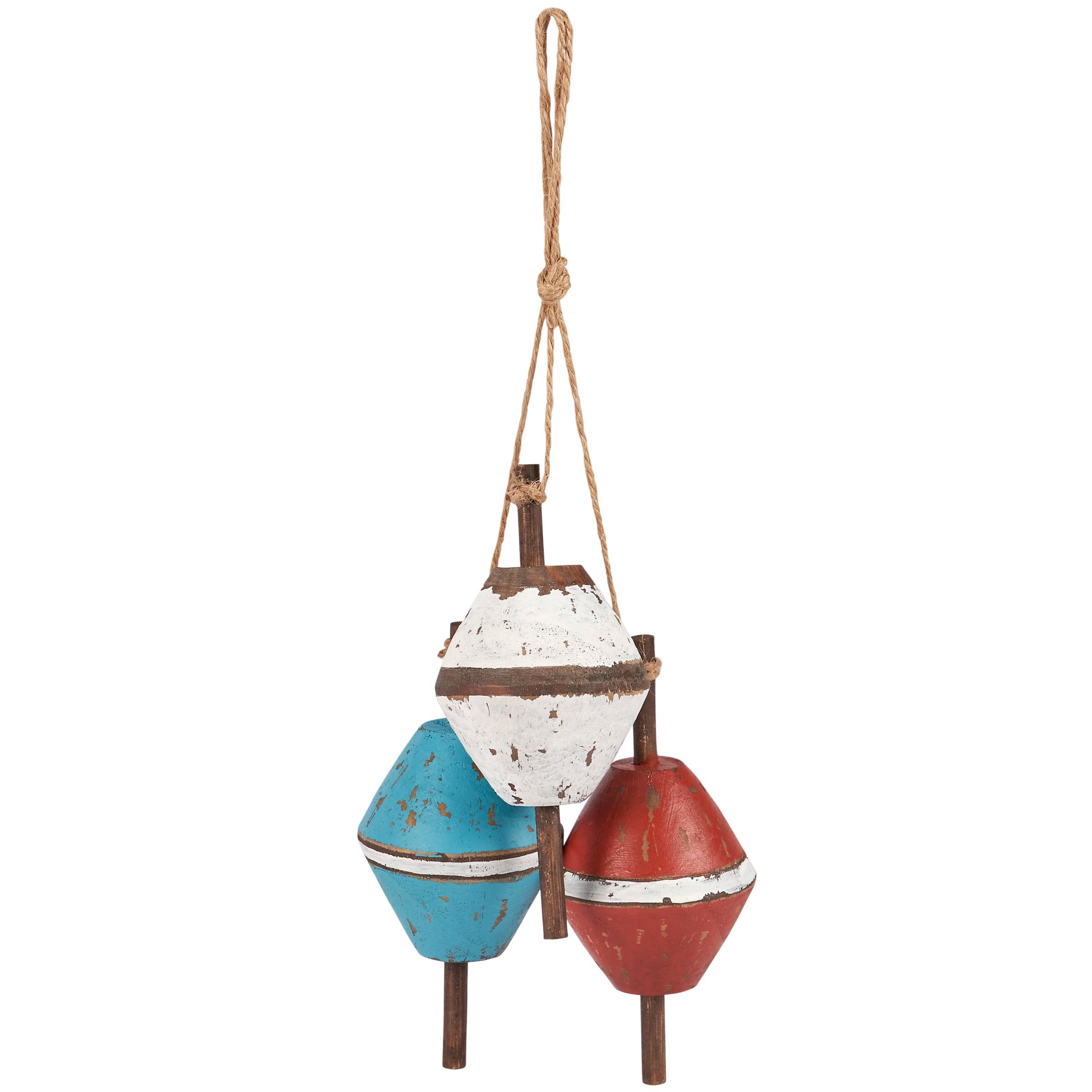 Rustic Wooden Fishing Bobbers Coastal Hanging Decor - Beach House Wall Art