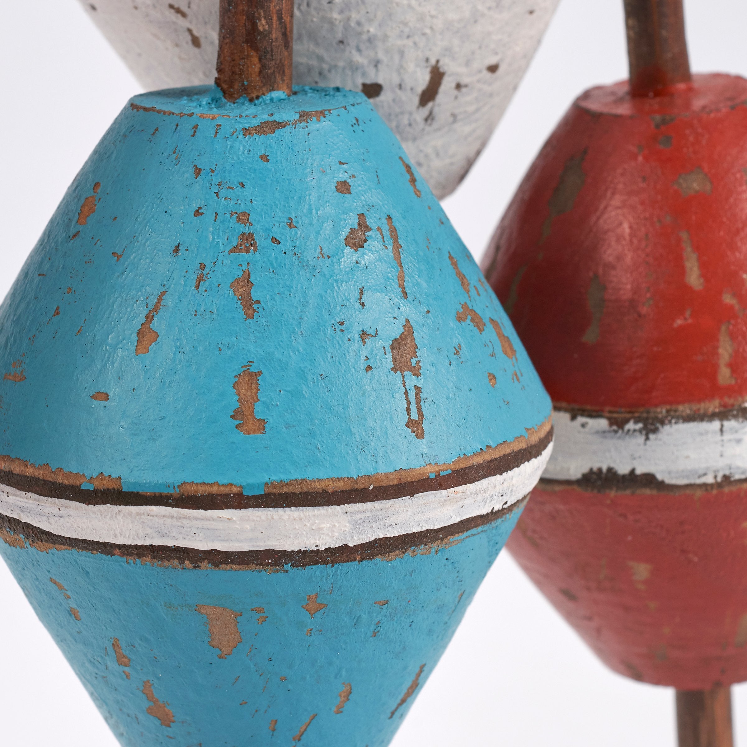 Rustic Wooden Fishing Bobbers Coastal Hanging Decor - Beach House Wall Art