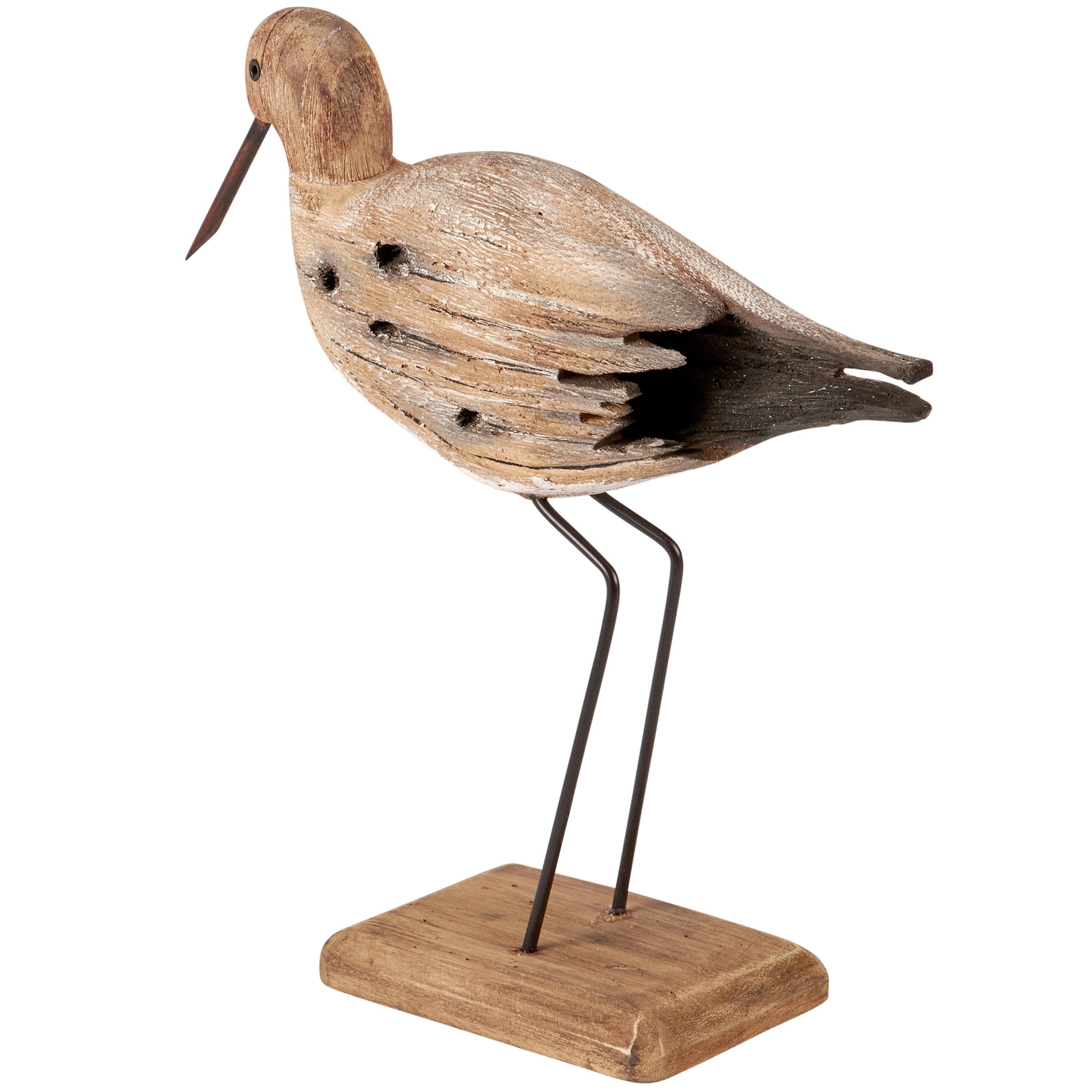 Rustic Driftwood Curlew Shorebird Sitter: Handcrafted Wood & Metal Decor