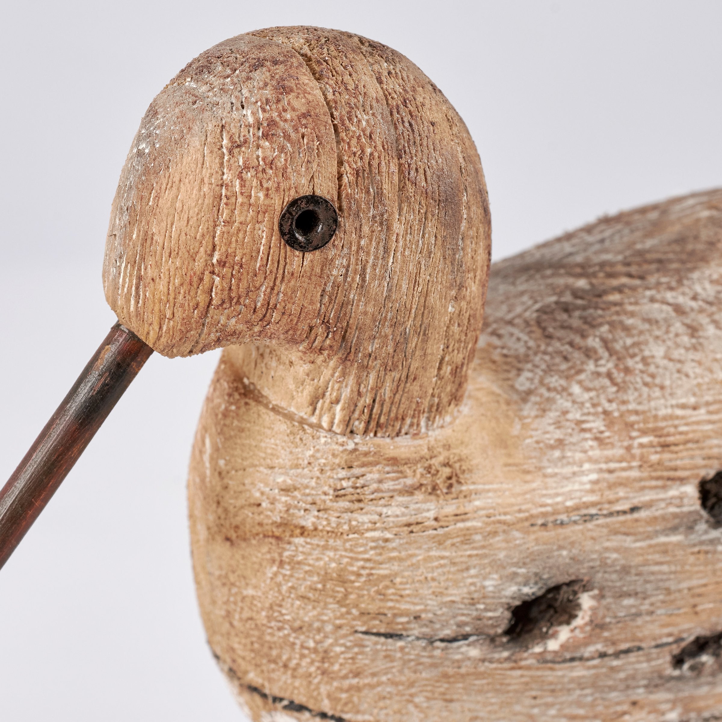 Rustic Driftwood Curlew Shorebird Sitter: Handcrafted Wood & Metal Decor