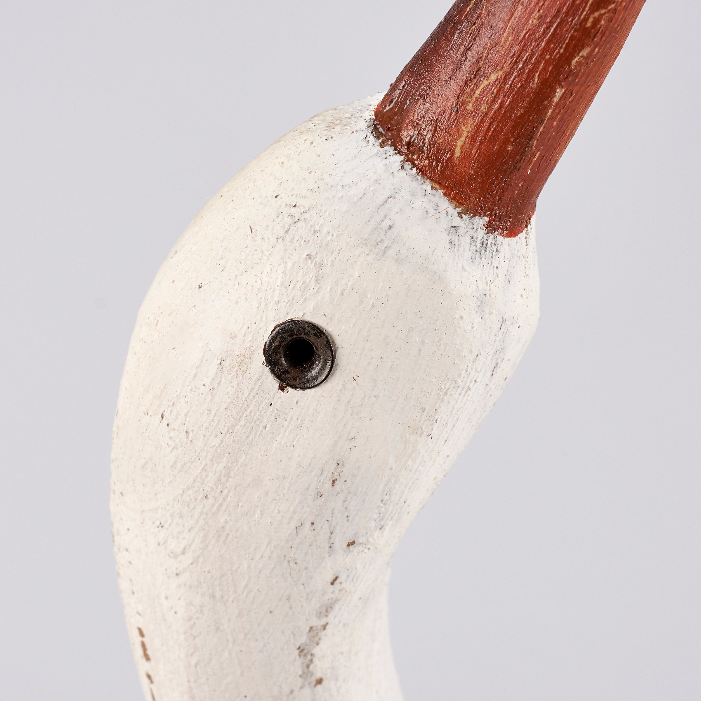 Charming Driftwood Stork Sitter: Hand-Painted Coastal Bird Decor Accent