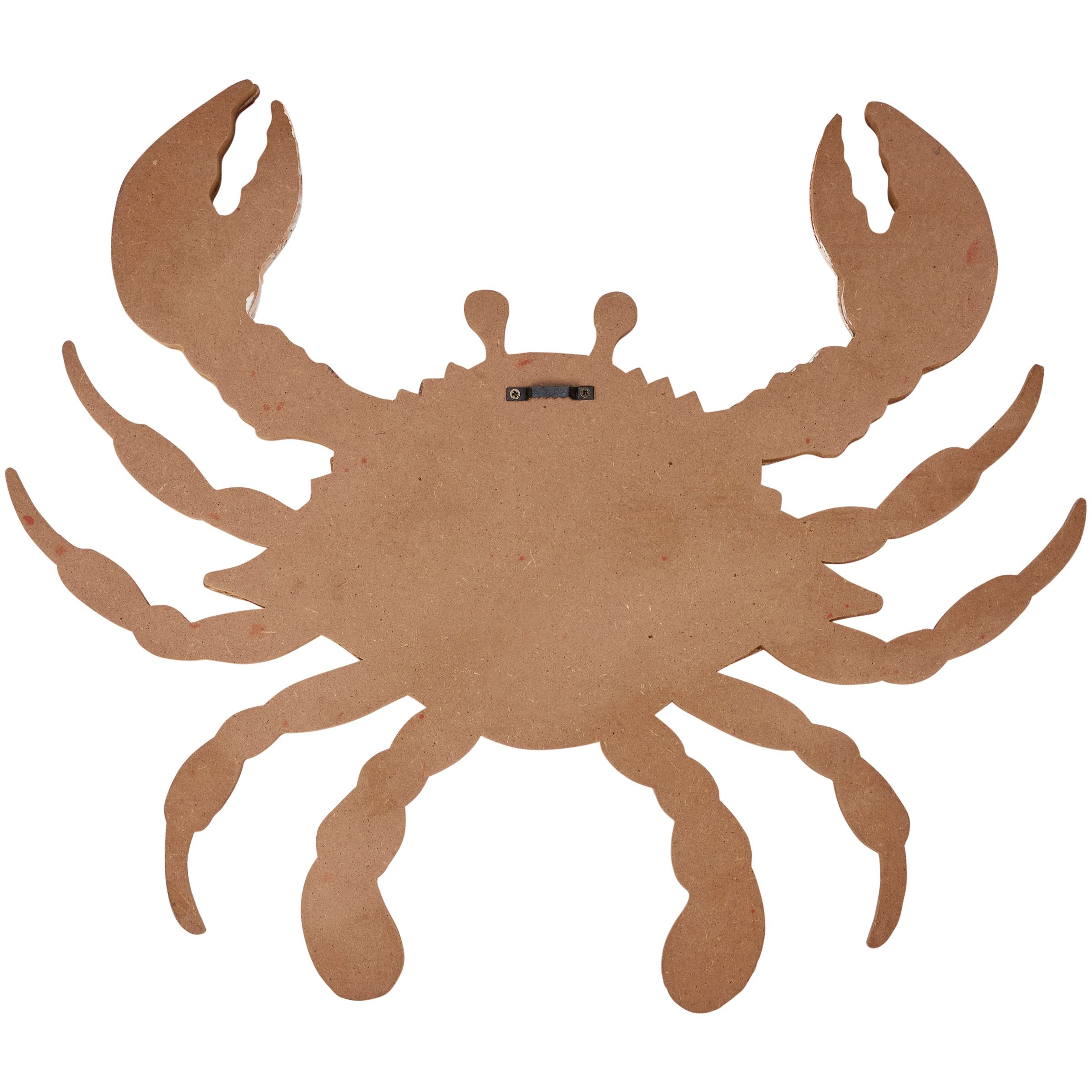 Rustic Distressed Red Crab Beach Wall Decor Ocean Theme Wooden Accent
