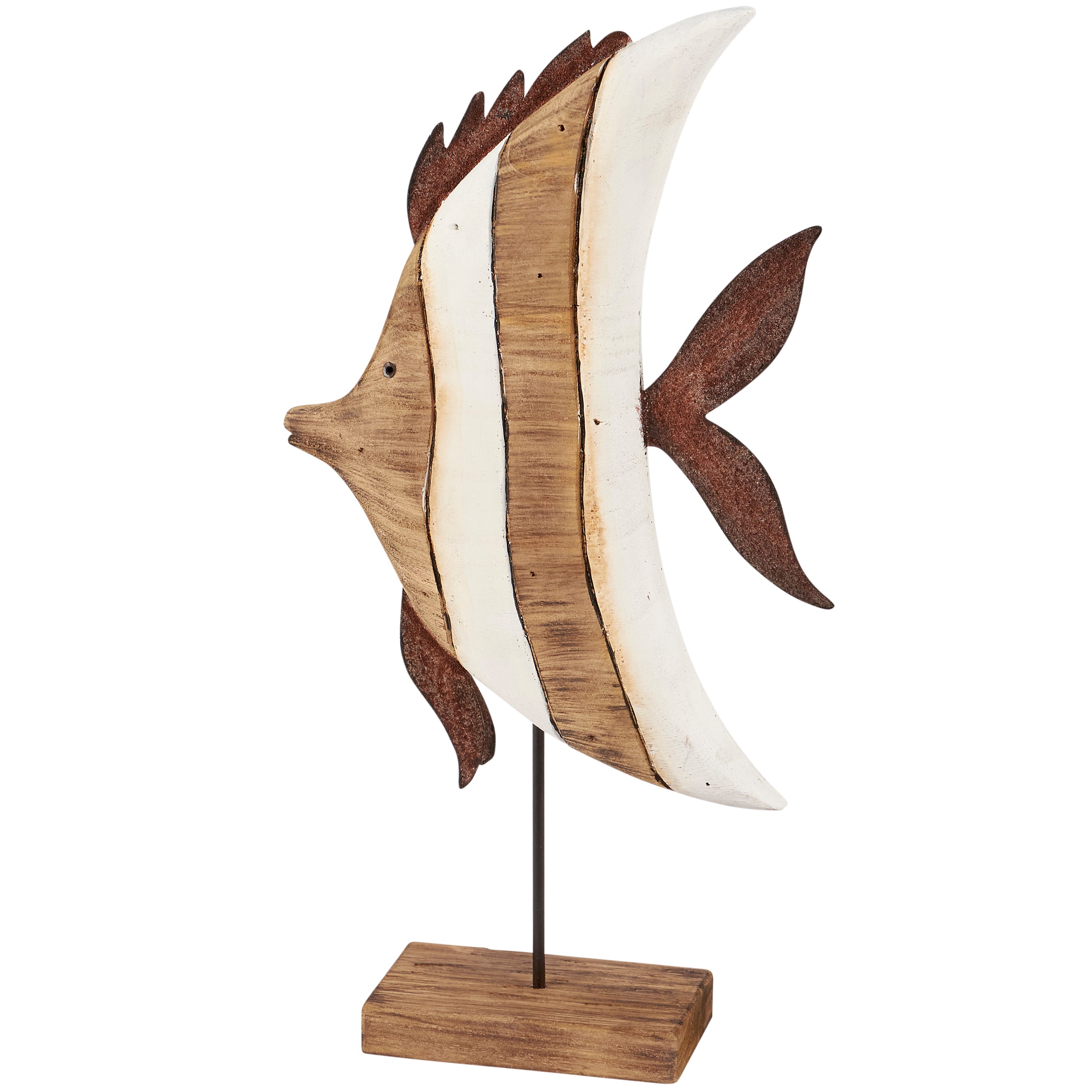 Charming Wooden Angelfish Sitter - Coastal Beach Decor Accent Figurine