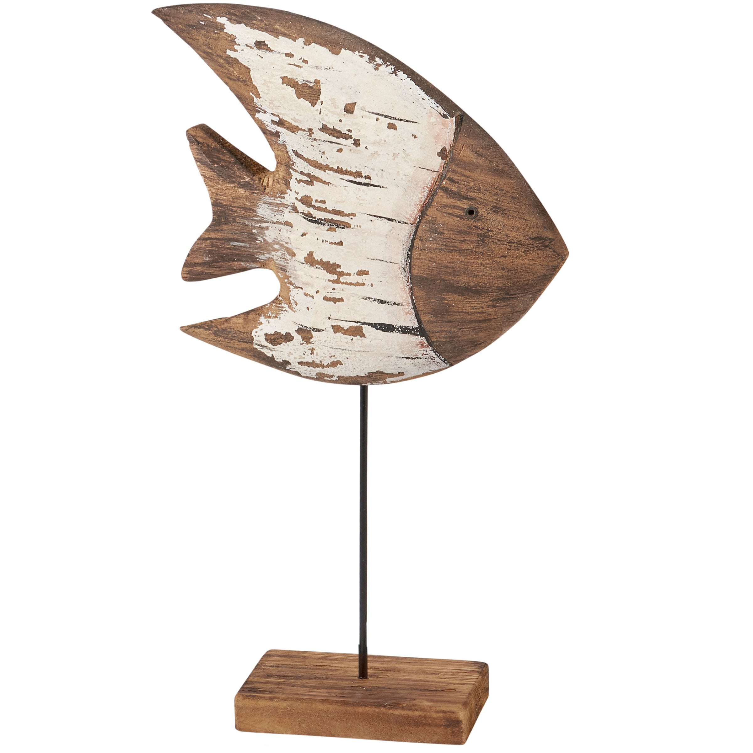 Charming Decorative Butterfly Fish Sitter, Distressed Wood & Metal Beach Decor