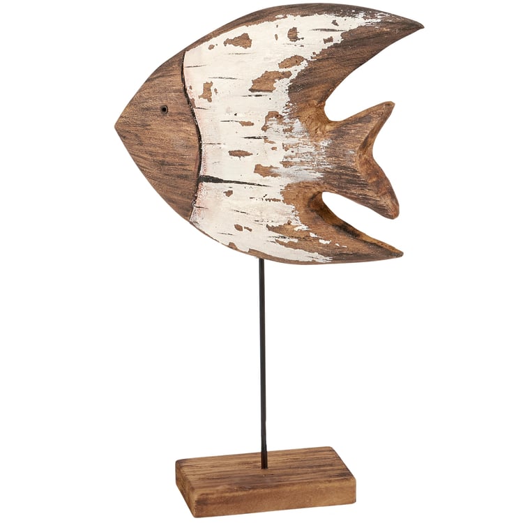 Charming Decorative Butterfly Fish Sitter, Distressed Wood & Metal Beach Decor