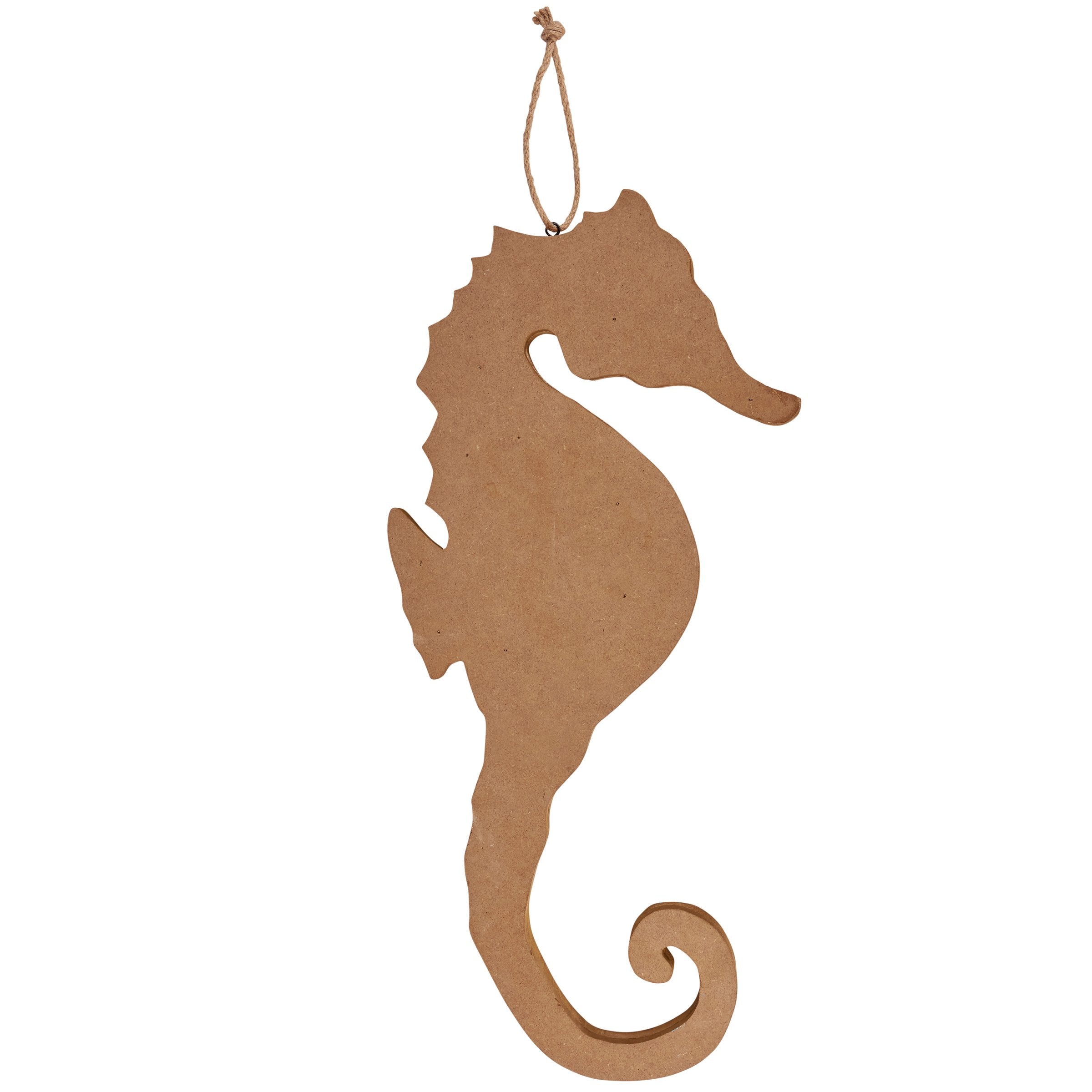Rustic Wooden Coastal Seahorse Wall Decor with Distressed Metal Accents