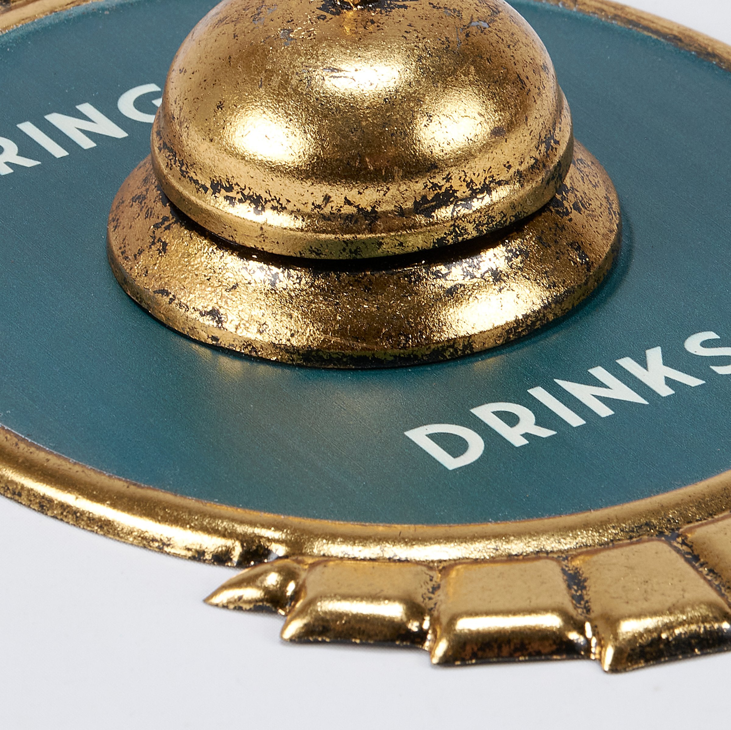 Art Deco Style 'Ring For Drinks' Metal Wall Decor with Functional Bell