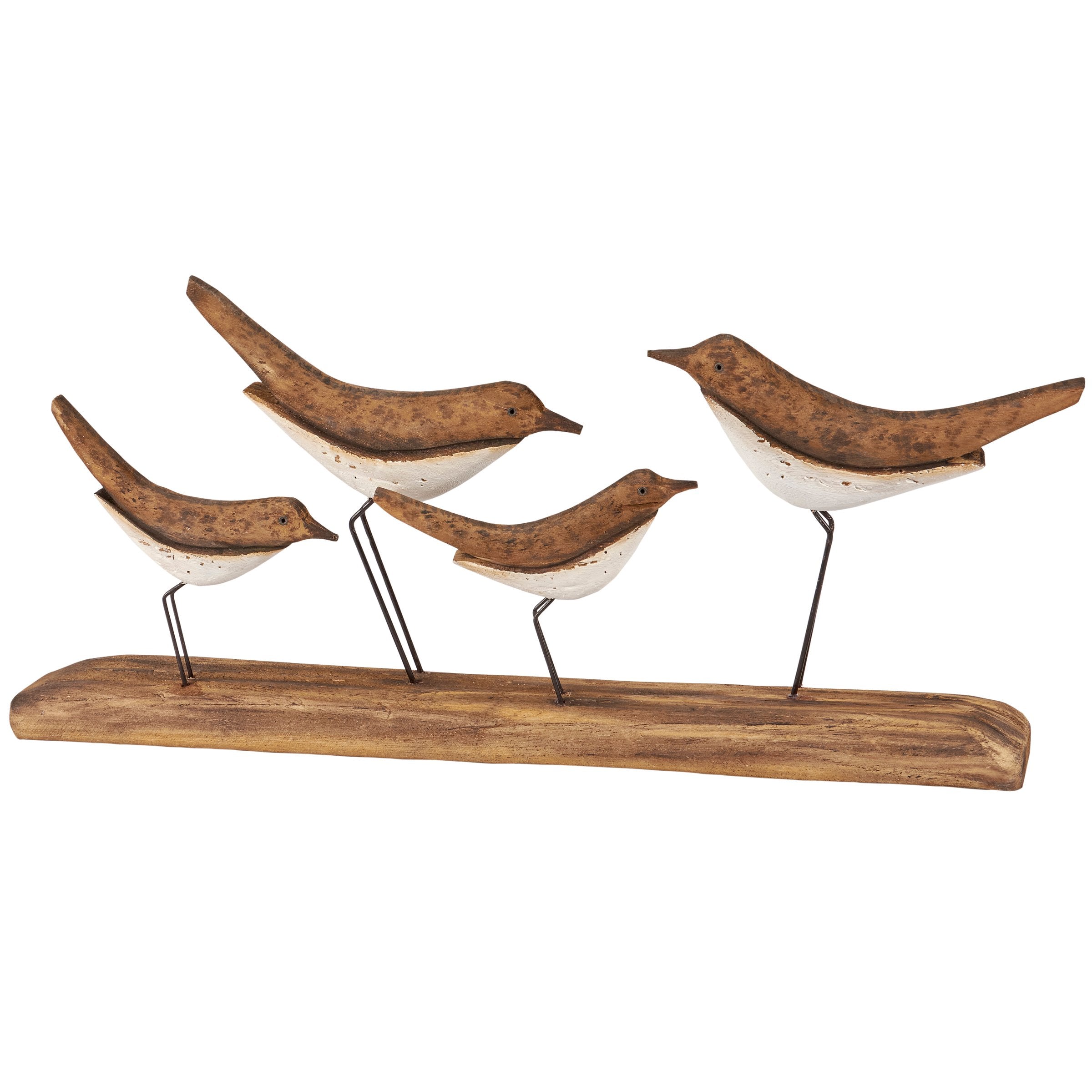 Driftwood Inspired Shorebird Flock Sitter - Rustic Wood & Metal Beach Decor