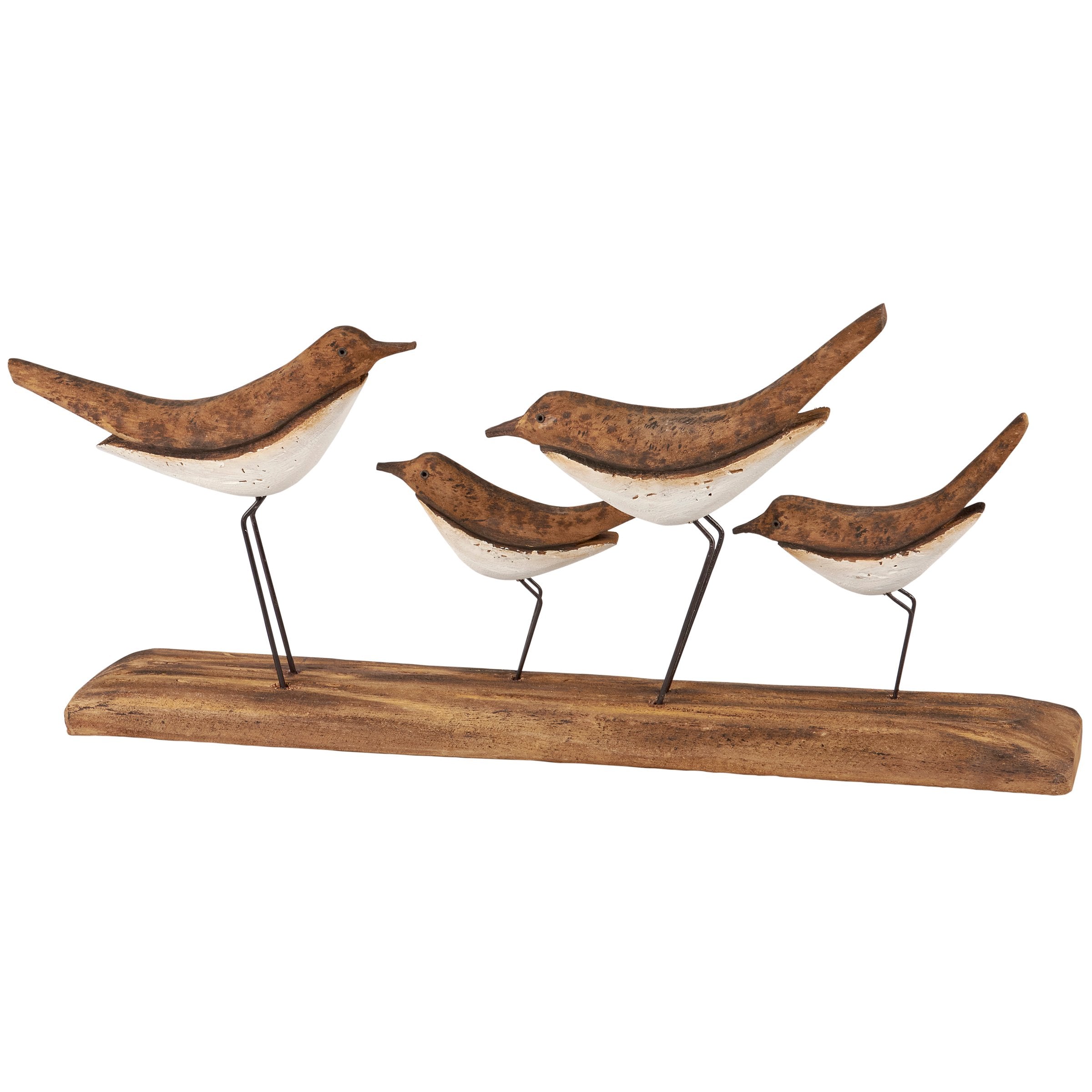 Coastal Driftwood Shorebird Flock Sitter - Rustic Wood & Metal Beach Decor