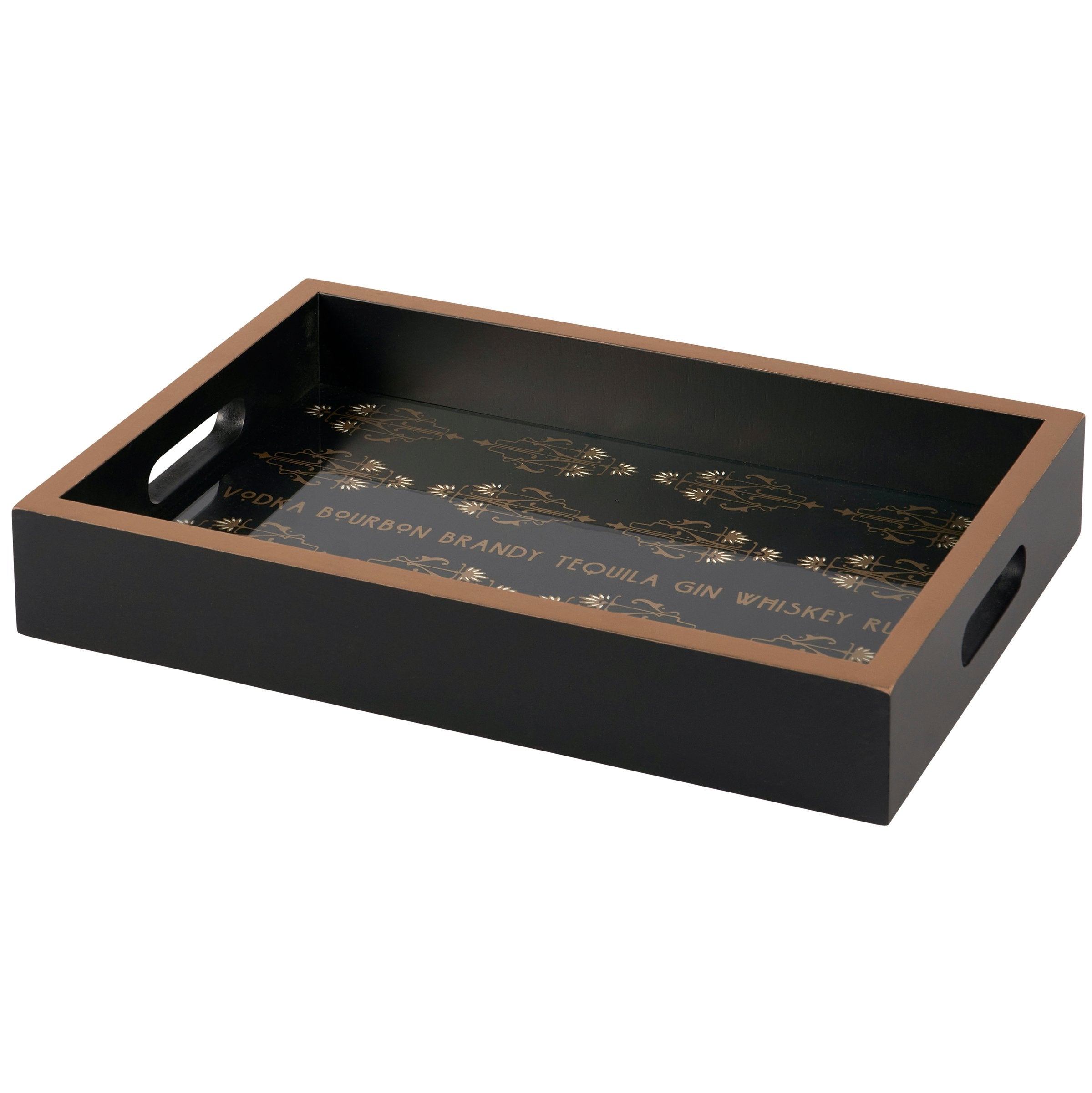 Elegant Art Deco Cocktail Tray with Metallic Gold Accents & Drink List