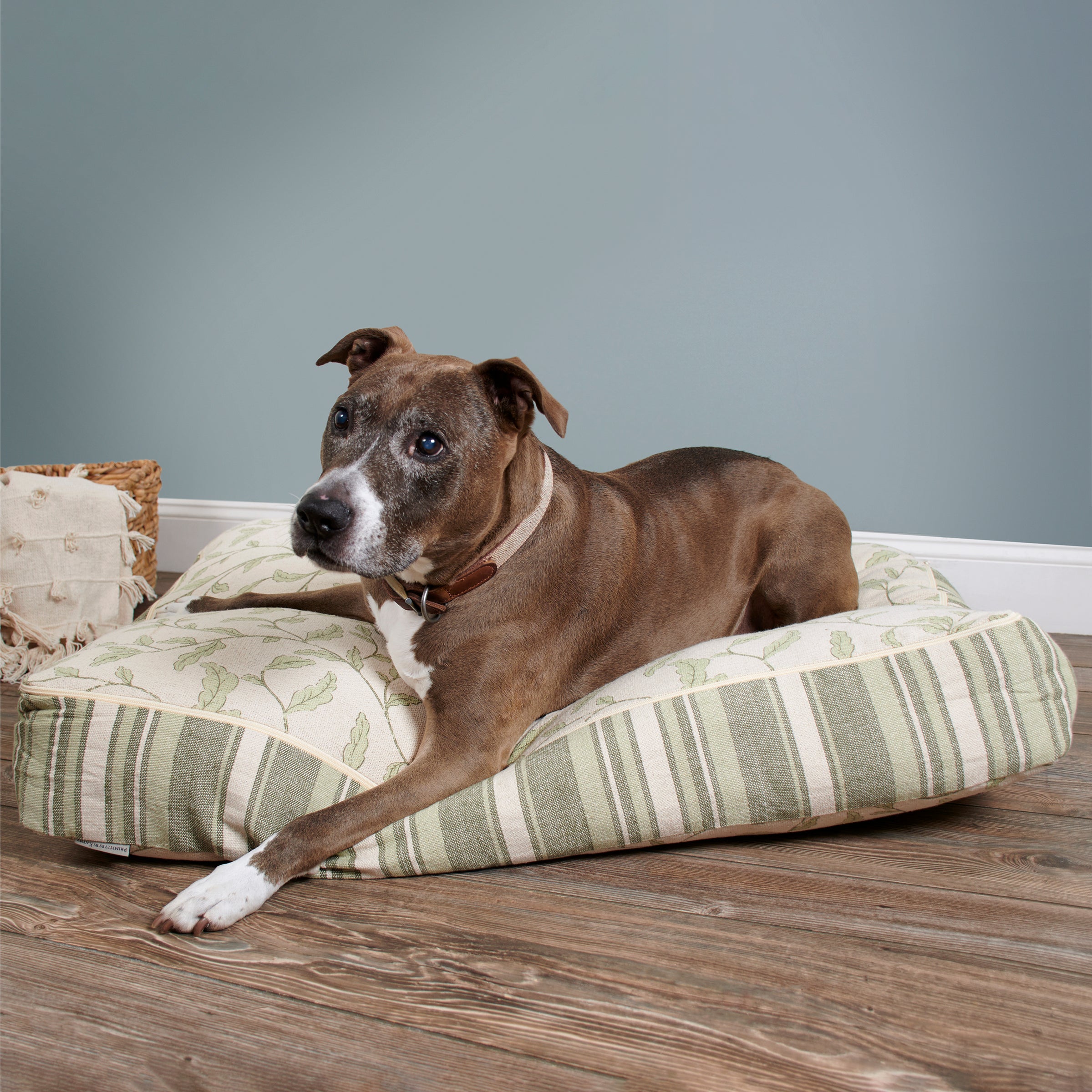 X-Large Green Botanical Dog Bed: Reversible, Washable, Stylish Pet Comfort Haven