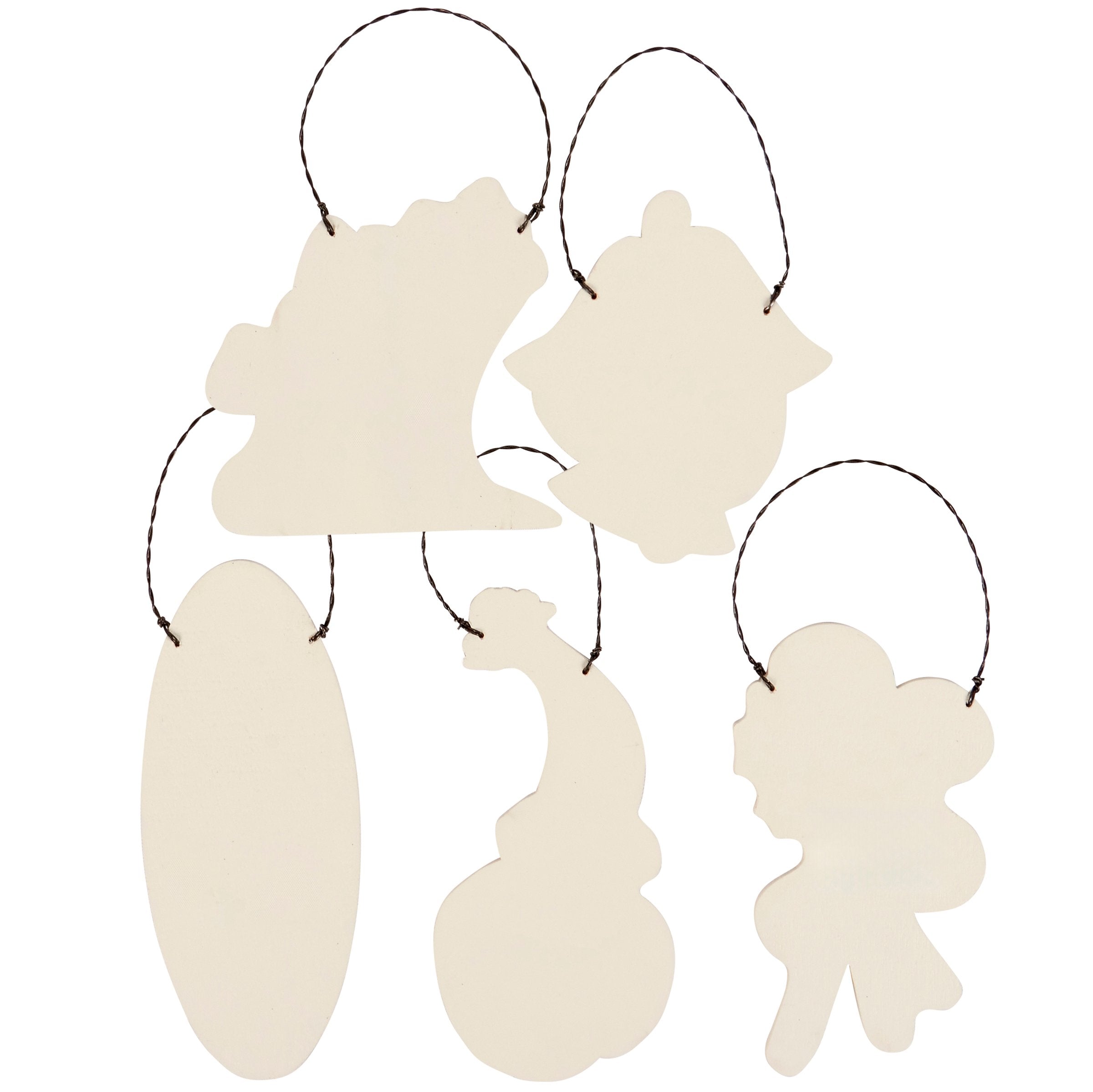 Charming Pastel Retro Wooden Christmas Ornament Set with Glitter Accents, 5-Piece Festive Decor