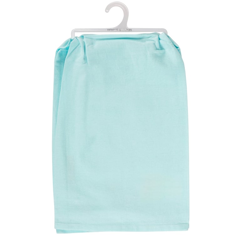 Cute Retro Pastel Santa Christmas Kitchen Towel with Glittery Cotton Design