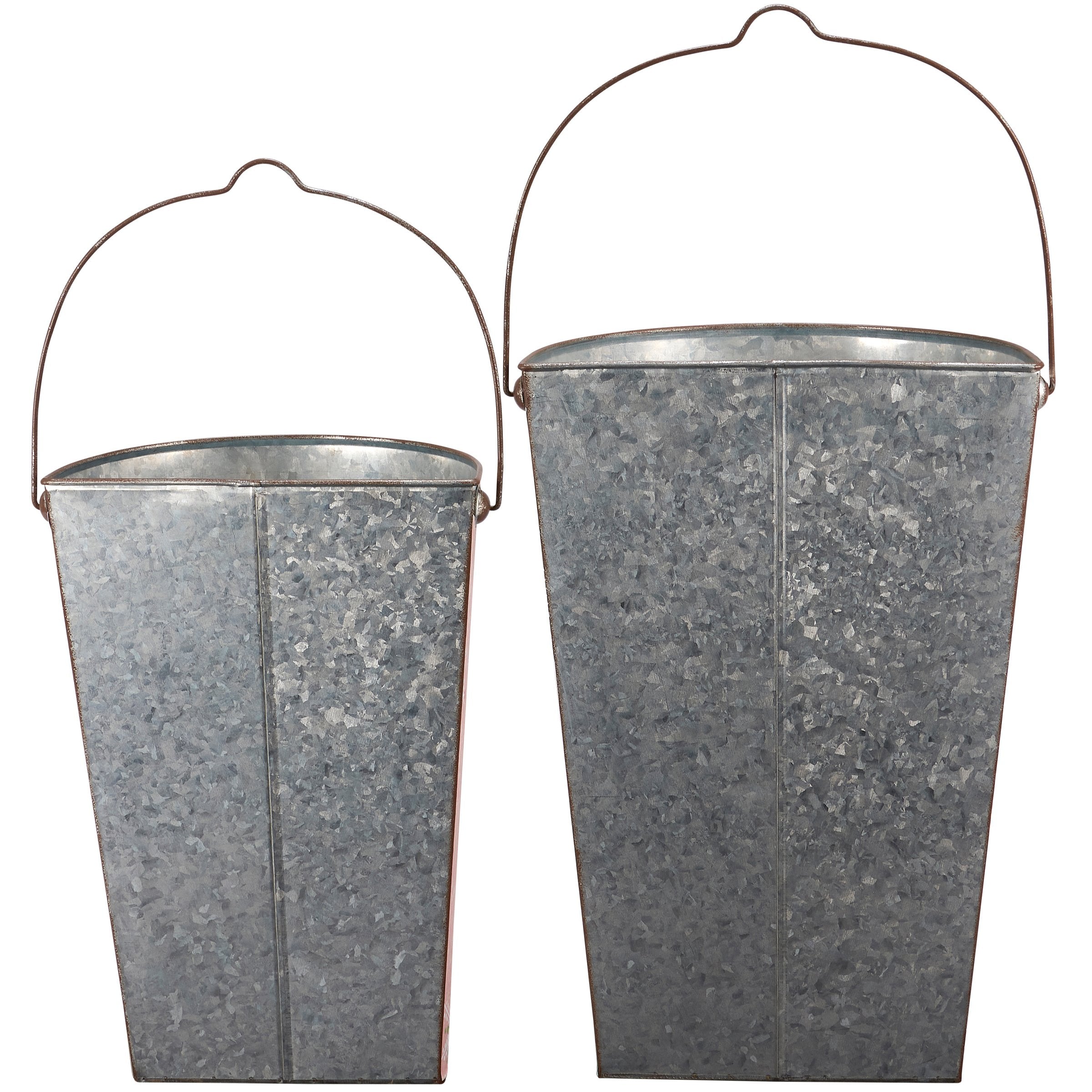 Charming Pastel Christmas Metal Wall Bucket Set - Retro Snowflake Floral Decor