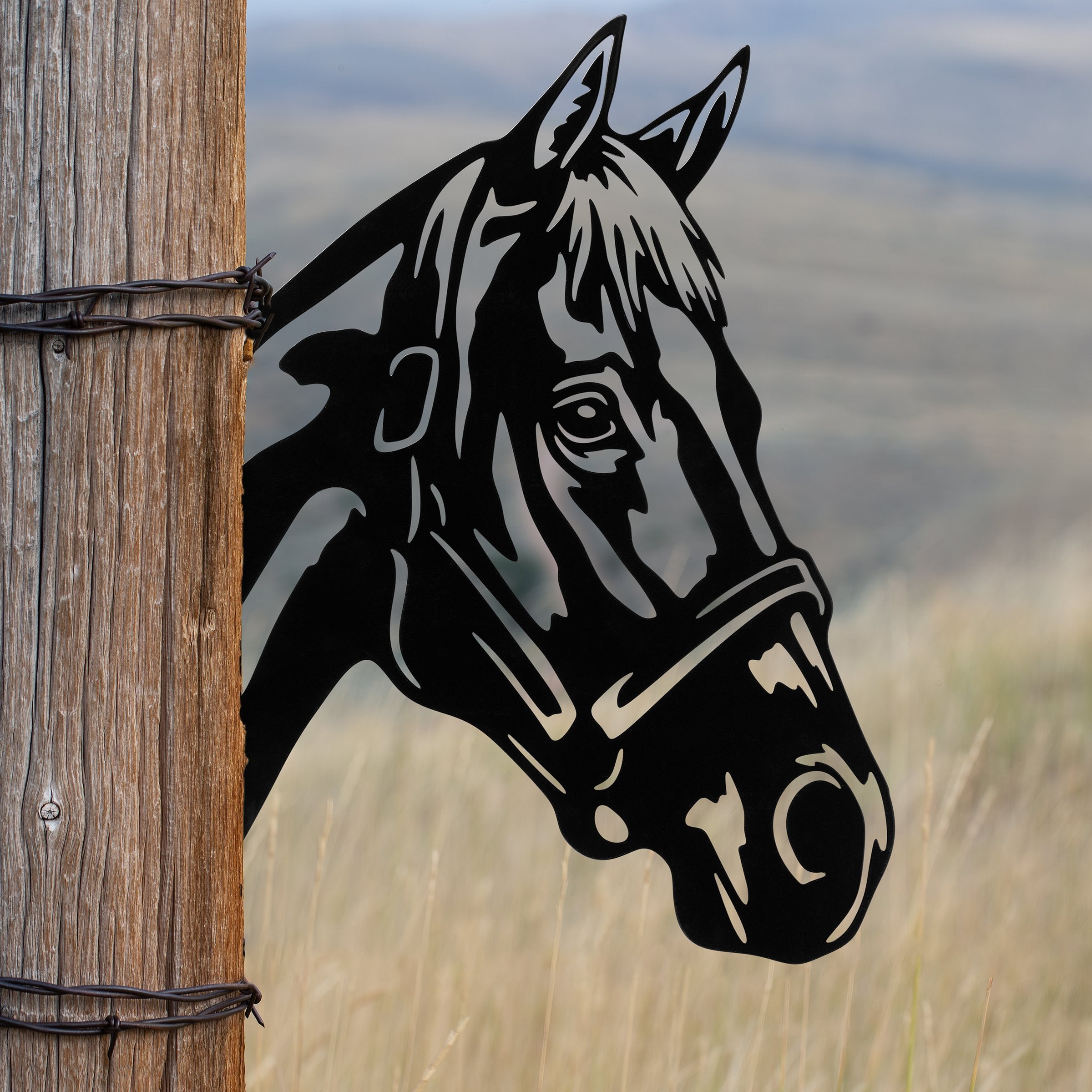 Rustic Metal Horse Silhouette Outdoor Art Decor for Farmhouse Garden Fence