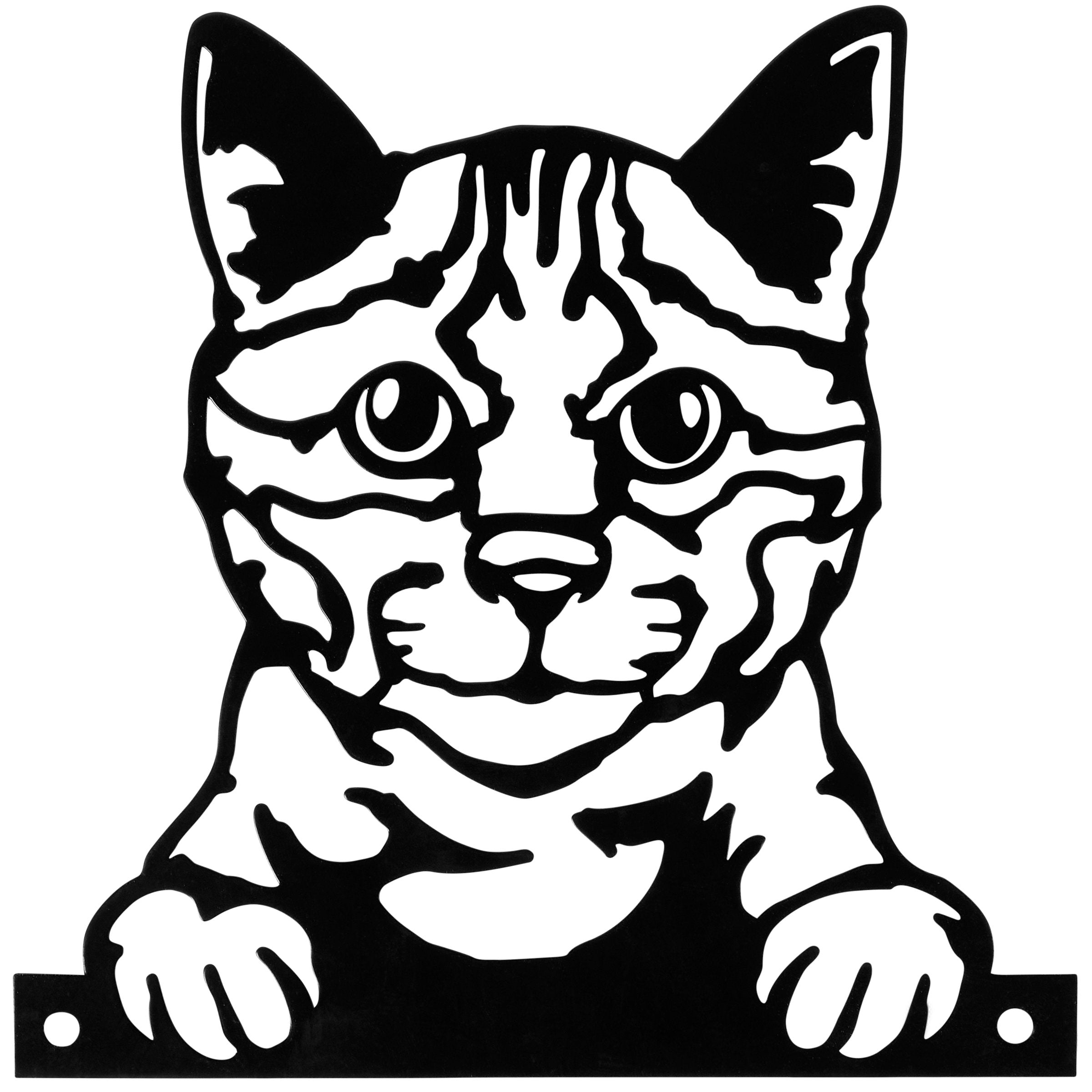 Charming Peeking Cat Metal Outdoor Art Decor for Fences and Gardens